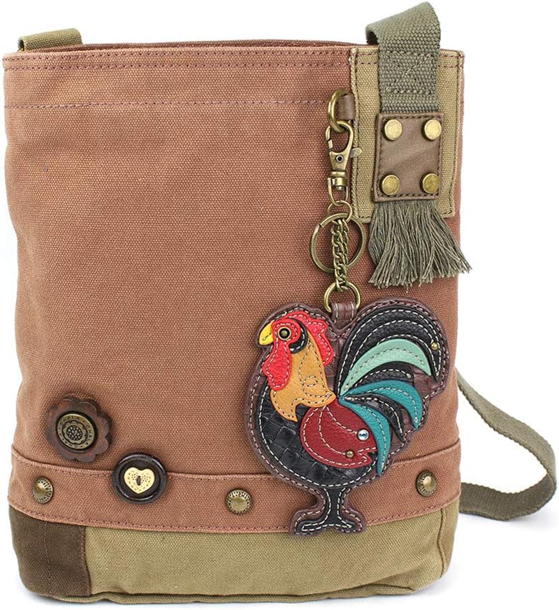 Chala Patch Cross-Body Women Handbag, Canvas Messenger Bag - Rooster (Mauve_Rooster)