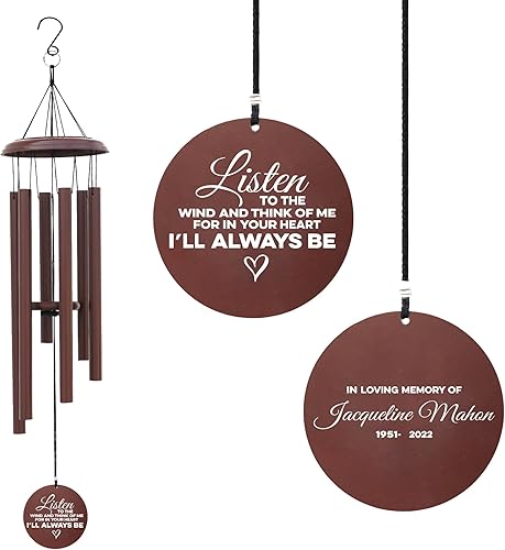 PORTHO Campanilla de viento personalizada conmemorativa, escucha el viento, regalo para condolencias, recuerdos, memorias, duelo Campana de viento