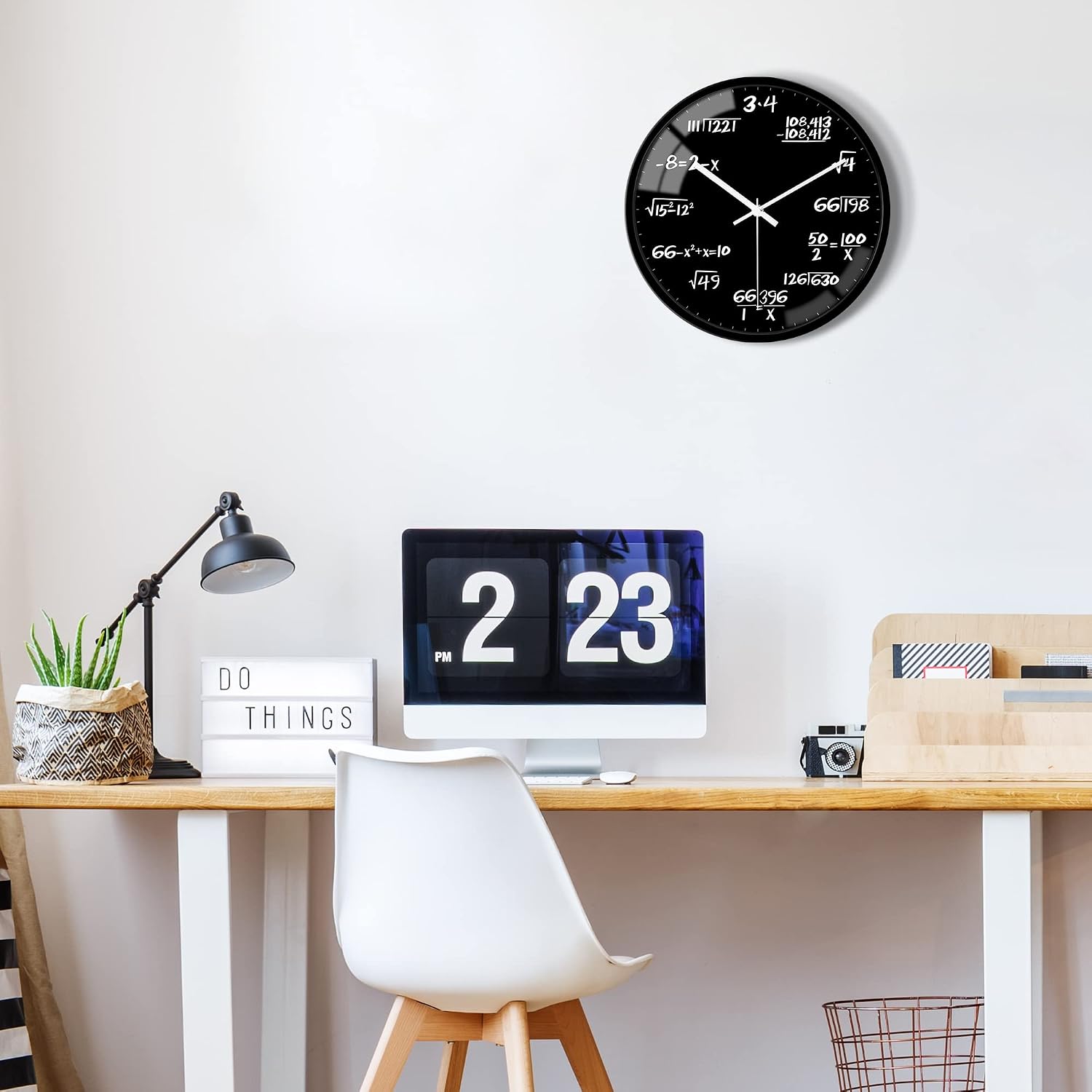 VIKMARI 12" Black Math Wall Clock Silent Battery Operated Classroom Clock | Mathematical Teacher Gift Quartz Non Ticking Wall Decor Clock For Classroom/School/Home/Kitchen/Living Room