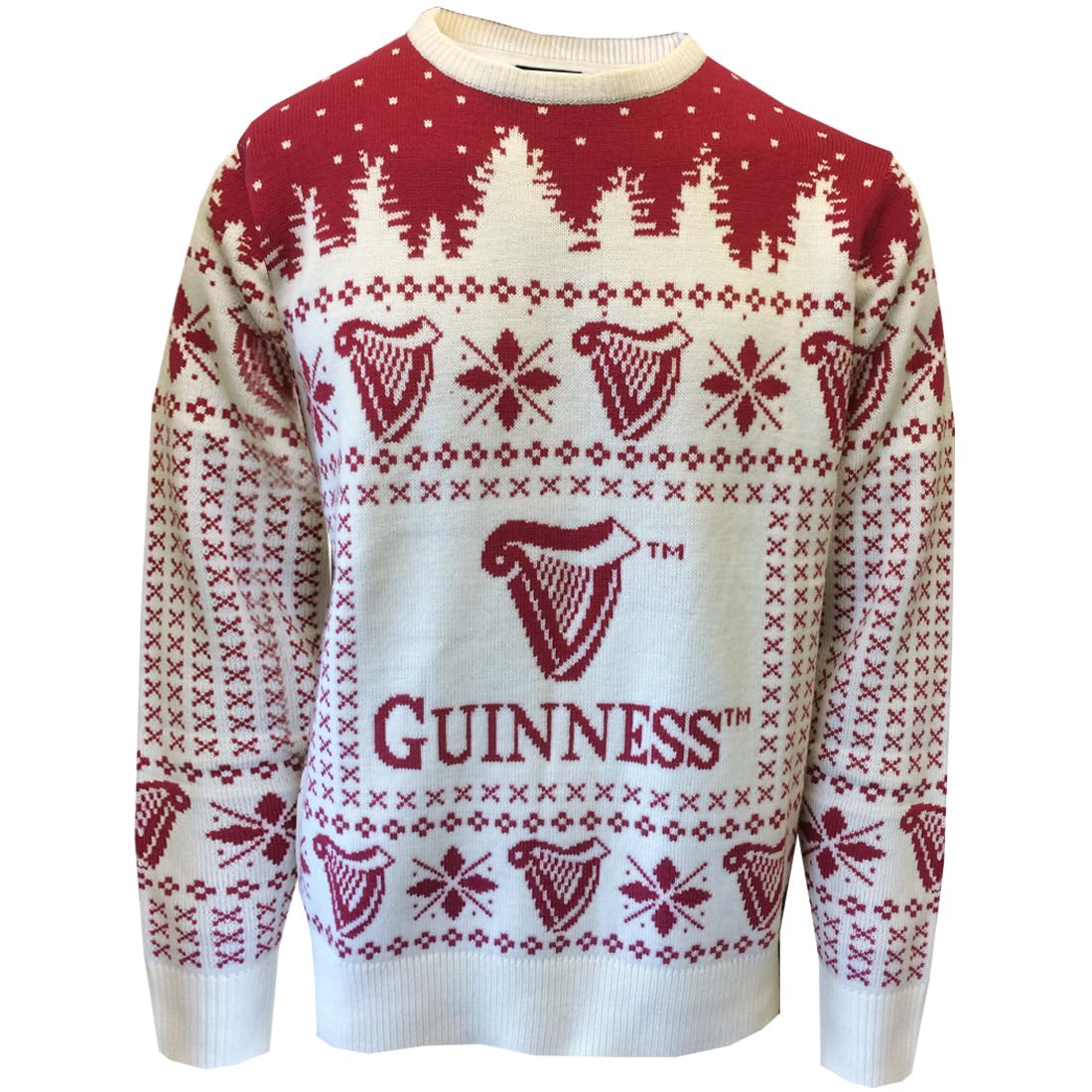 Men's Guinness Christmas Jumper - Cream & Red (UK, Alpha, XS, Regular, Regular, Cream & Red)