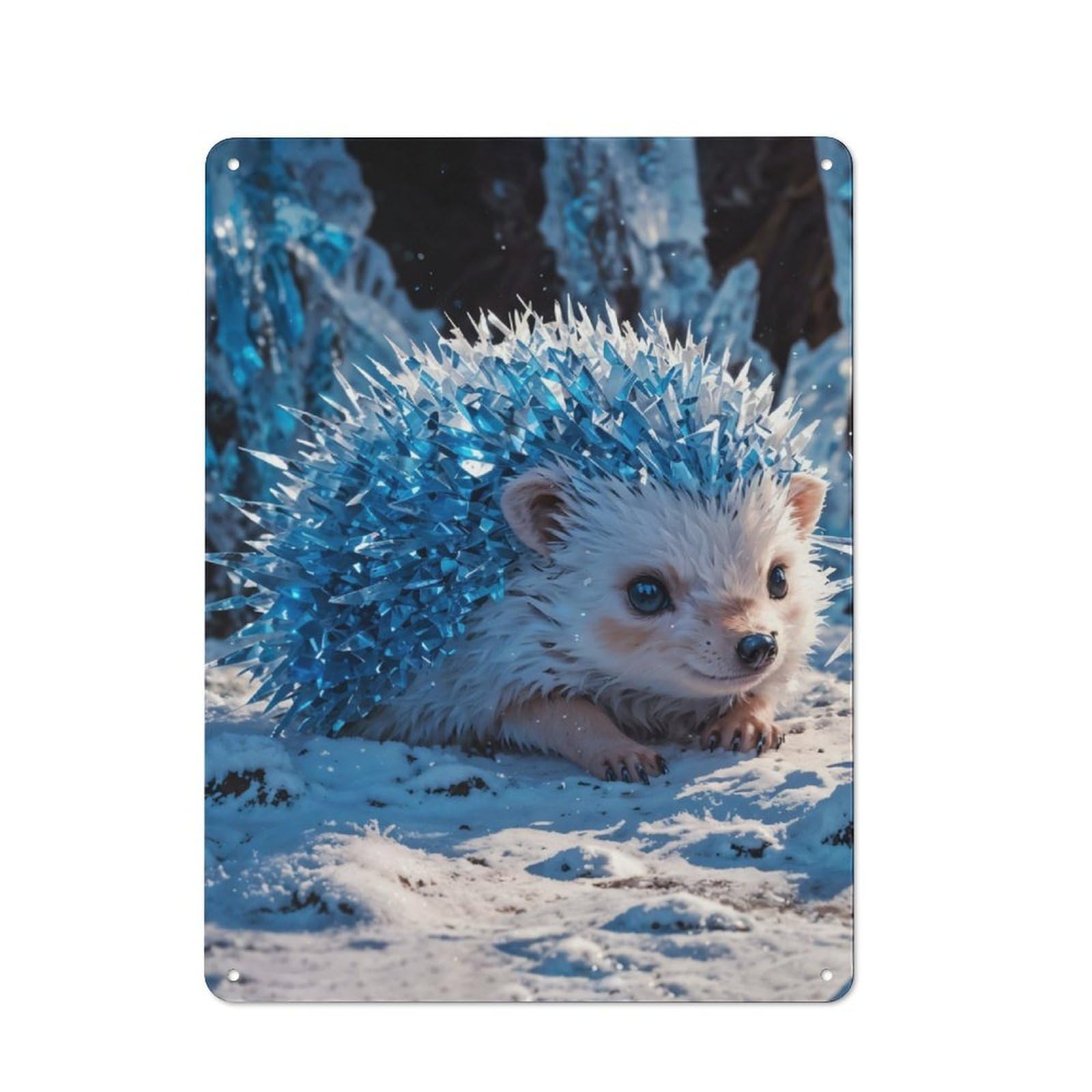 Junmoney Crystallized Hedgehog Rustic Tin Sign 40X30cm, Garden Style Garden Room Wall Plaque For Conservatory, Home Bar Or Utility Room