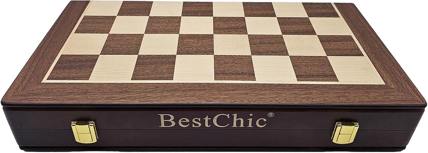 18" Wooden Chess Set,Folding Storage Wooden Chess Board Sets, Large Chess Board Sets, Premium Board Games Chess Set for Adults and Kids Chess Enthusiasts - Image 6