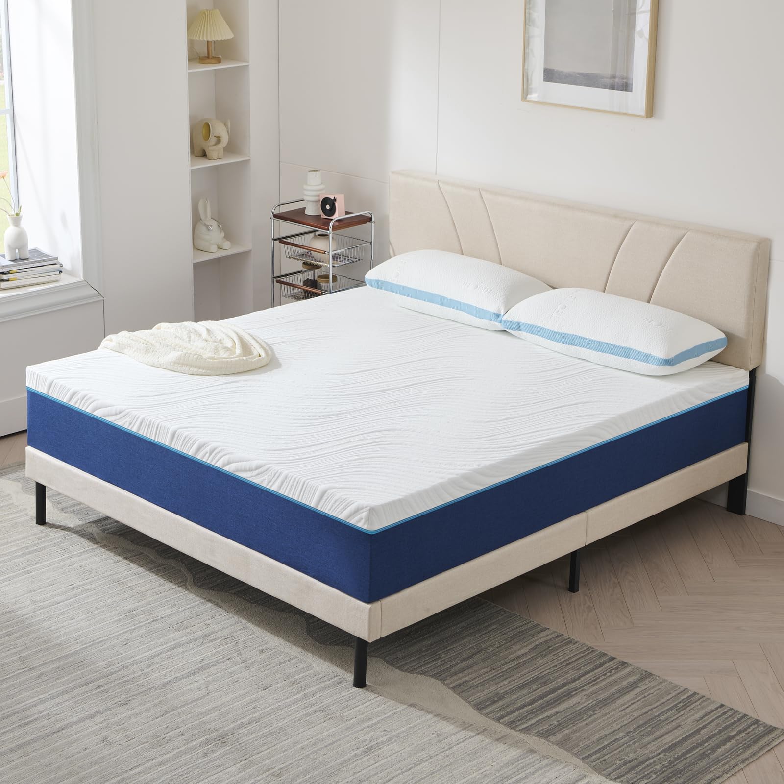 Hiimgo Materasso 140 x 200 cm, altezza 18 cm, materasso in schiuma fredda a 7 zone, grado di durezza 3 e 4 (H3 e H4), materassi ergonomici, materasso arrotolabile traspirante con rivestimento in