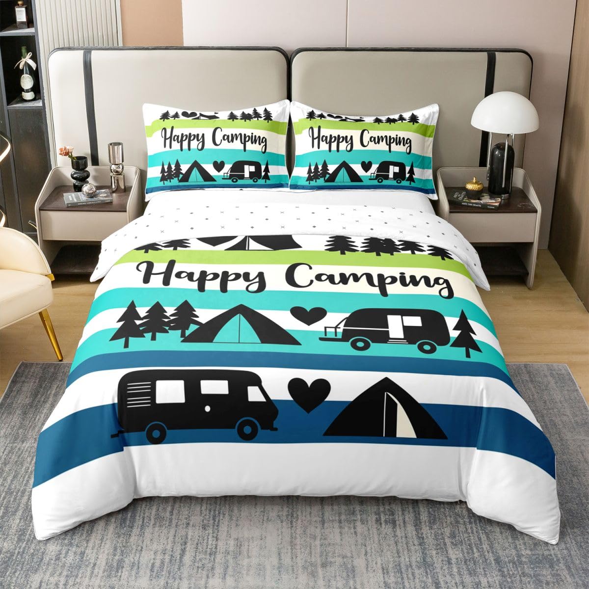 Housse de couette camping-car en coton pour chambre enfant et chalet