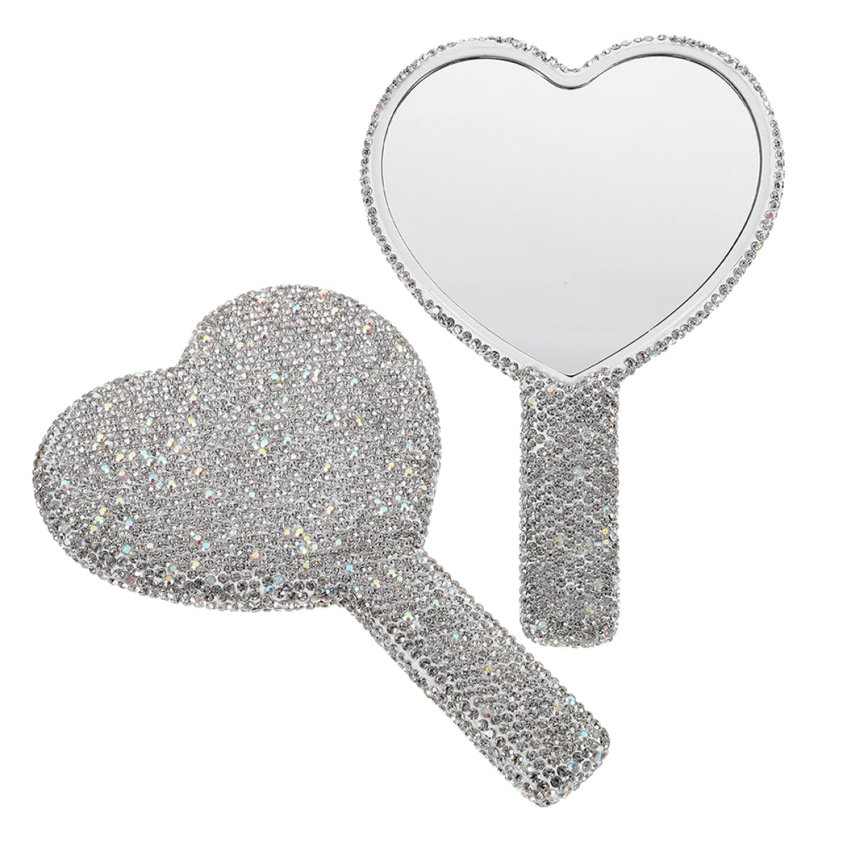 Miroir de poche compact en forme de cœur FRCOLOR miroirs de maquillage portables à main