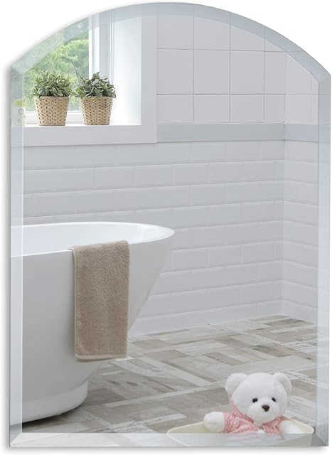 Neue Design Mood Bathroom Wall Mounted Mirror, Arch Simple, Elegant Design, Frameless with Contemporary Bevel Edges (50cm x 40cm)