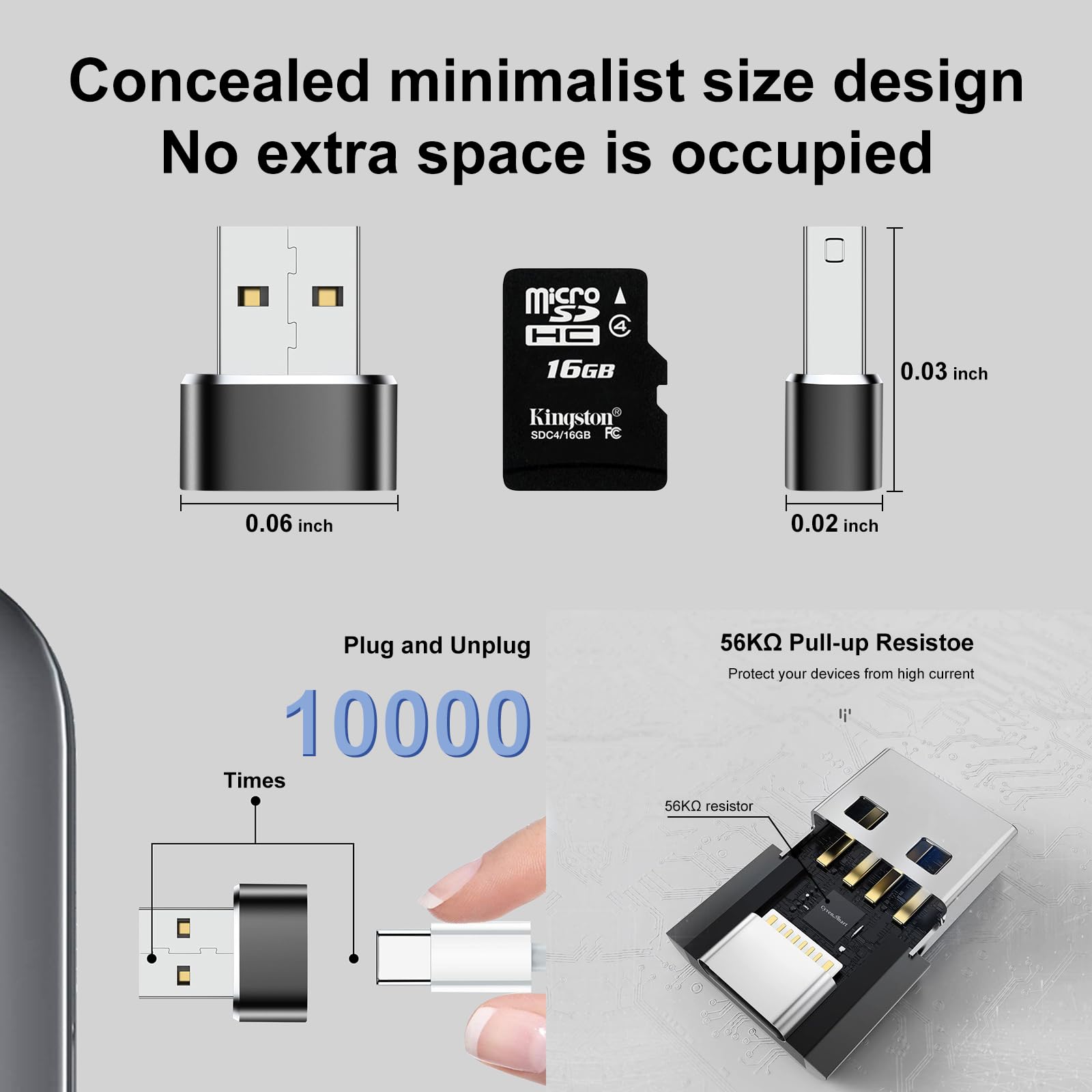 Adapter USB na USB C, 10 sztuk, adapter USB C żeński na USB męski, adapter USB na USBC, adapter kabla USB na USB C, adapter USB do iPhone'a 15/14/13, iPada Pro, AirPods, szary