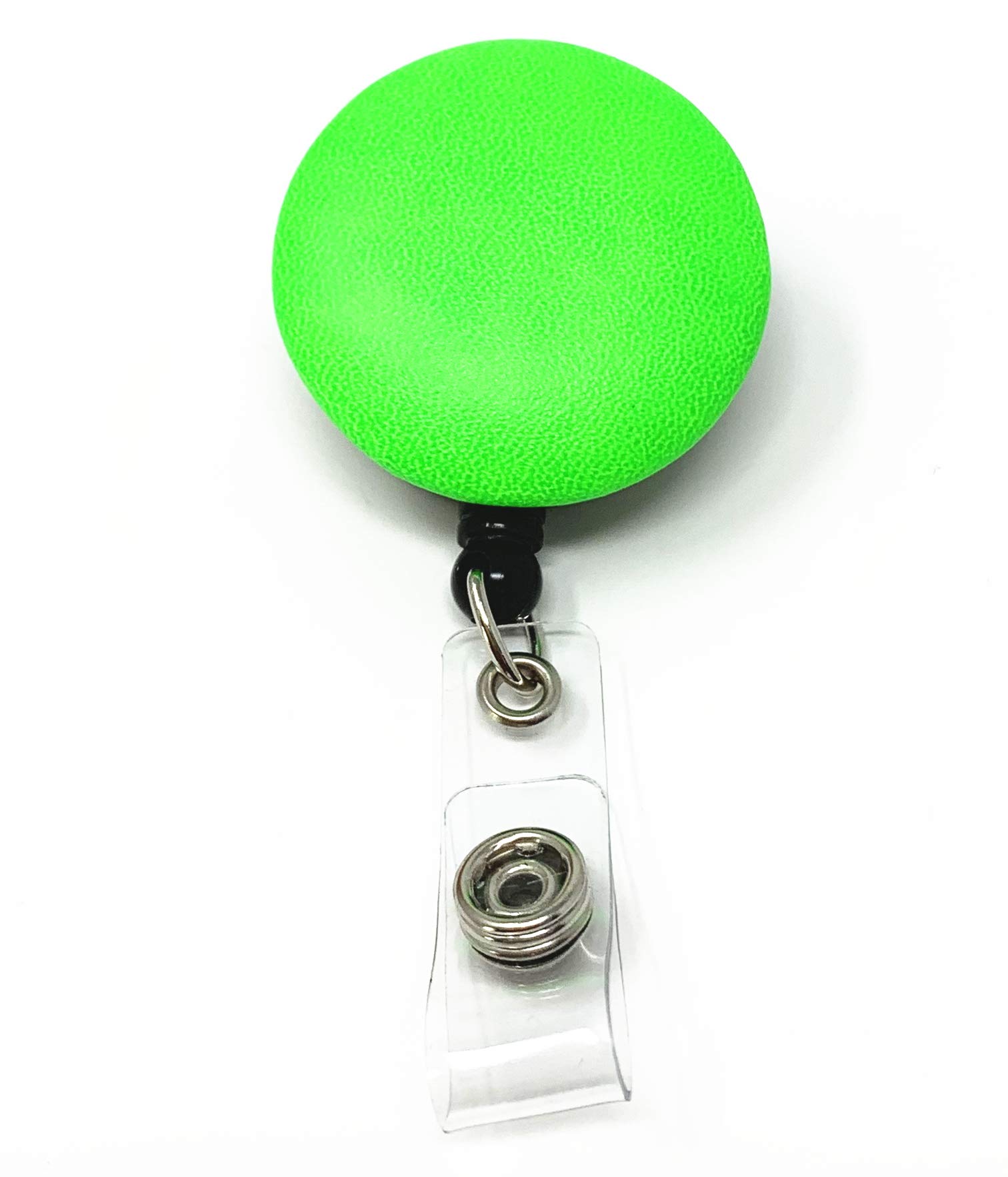 Leather Face Retractable ID Name Badge Reel Holder with Swivel Clip (Lime Green)