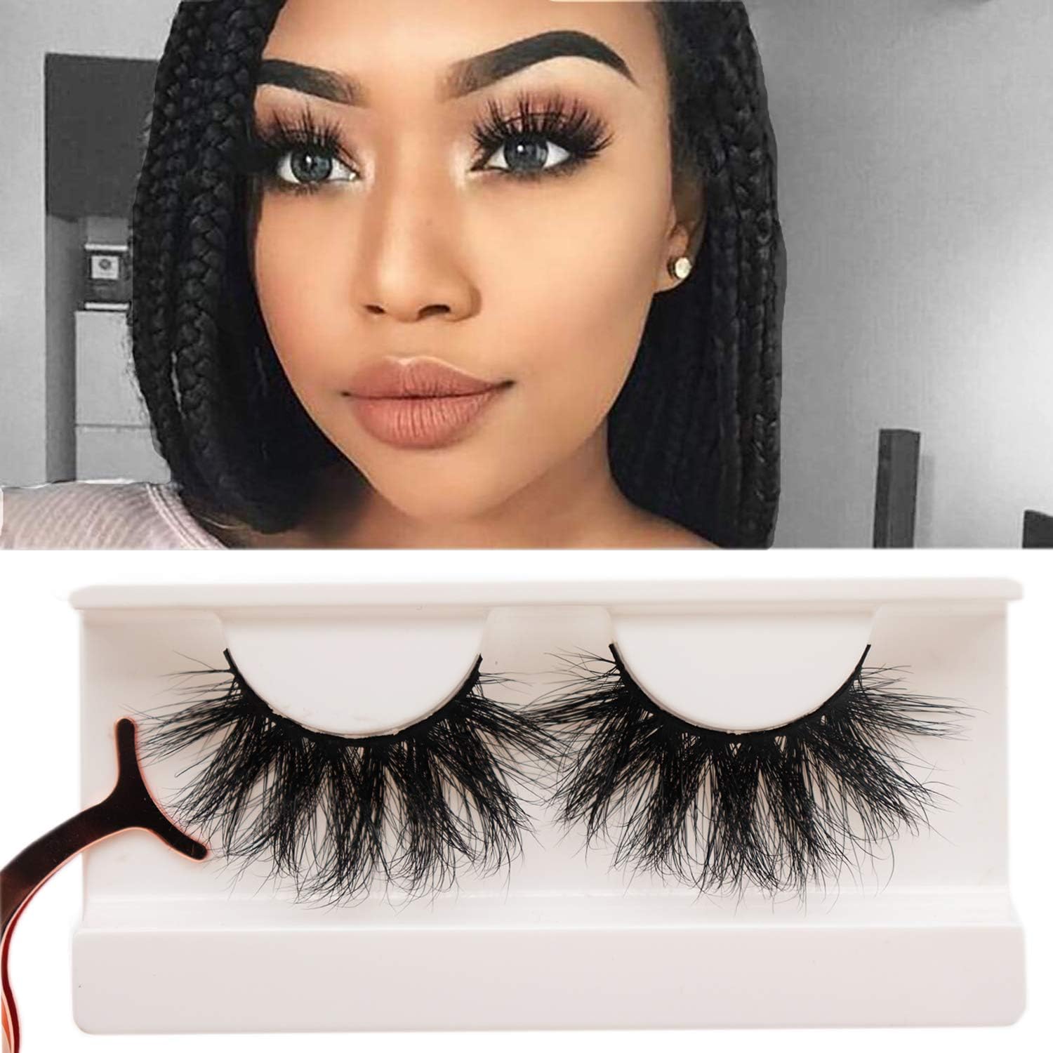 CGlashes Full Volume 25mm 3D Mink Eyelashes Cruelty-free Siberian Mink Fur Long Strip Lashes Dramatic Look Reusable | False Eyelashes | LT004