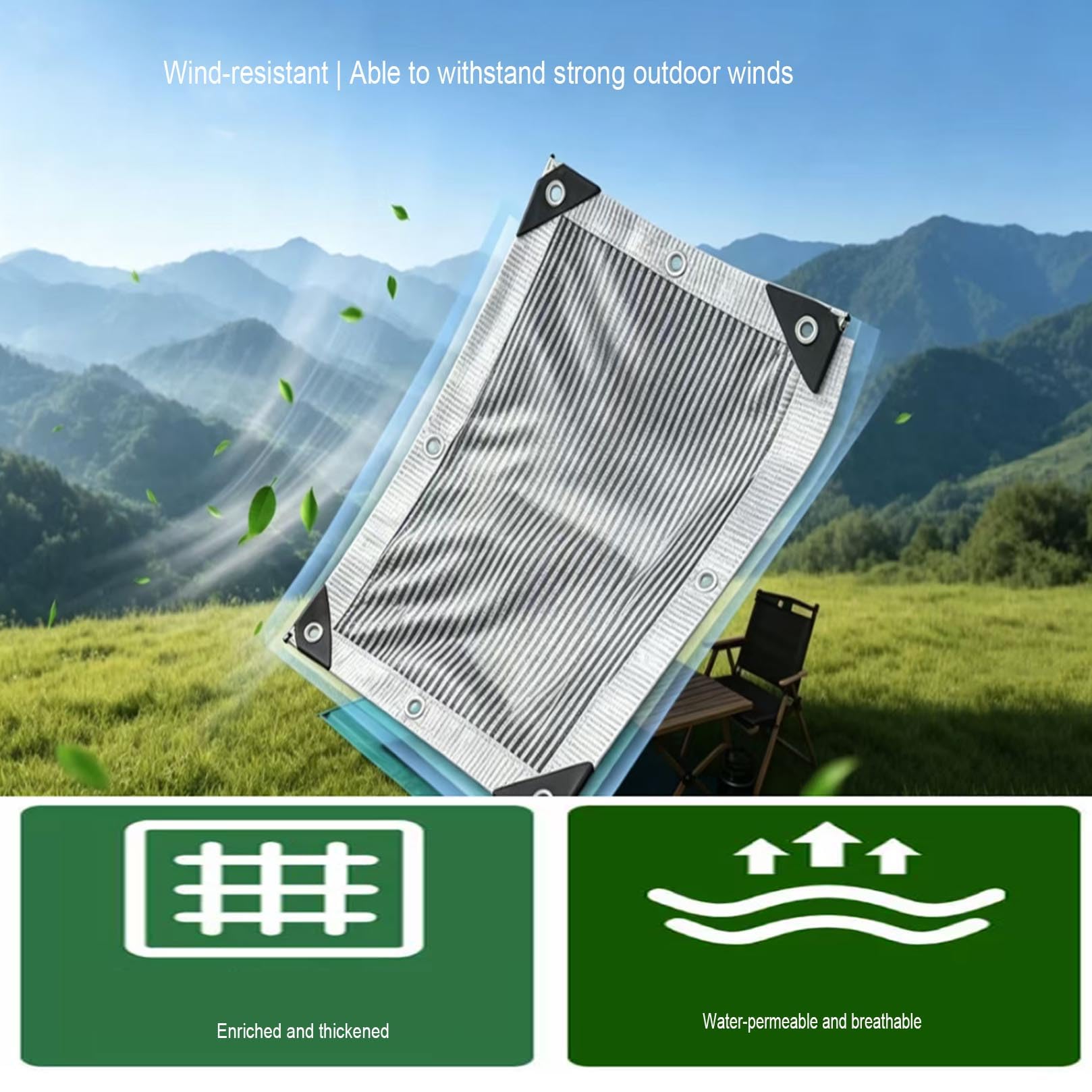 Red de Sombra 55% Aluminio, Malla Sombreadora regulación de Temperatura, Bordes Reforzados Resistentes al Viento, para Huerto, Jardinería y Macetas, Plantas