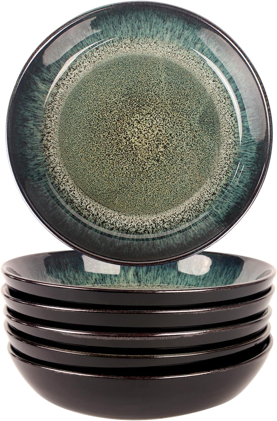 Ceramic Pasta Bowls 18 OZ, 8.3-Inch Salad Bowls Set for Serving Soup, Pasta, Noodle, Dinner, Set of 6 Large Kitchen Bowl Plates, Microwave Safe, apply Indoor Outdoor Dining