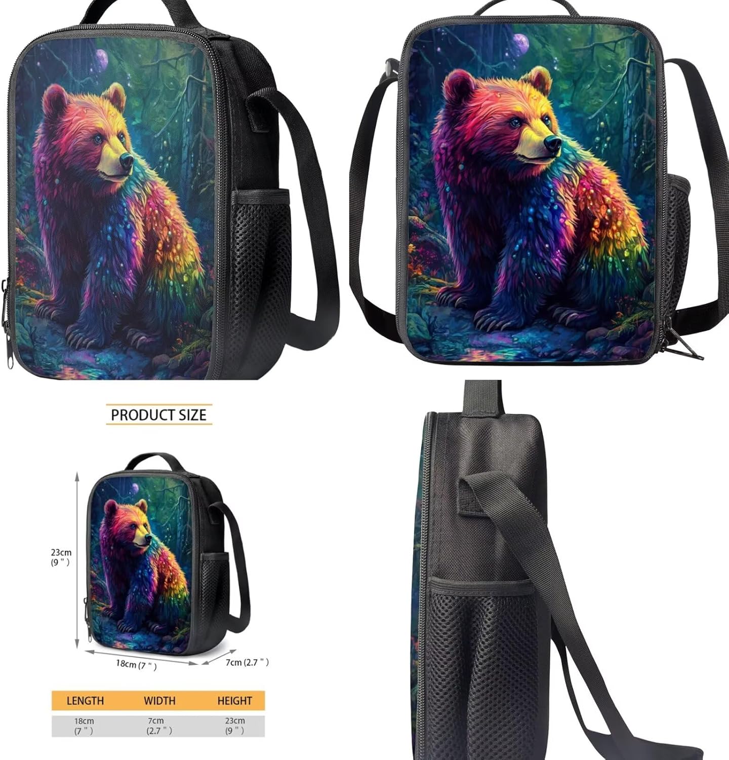 Gomyblomy 3D Bear Backpack for Boys 10-12 12-14 Lightweight 4 Piece Kids Backpack with Lunch Bag Pencil Case Water Bottle Holder for Elementary Middle School 17 Inch Bookbag for Teens