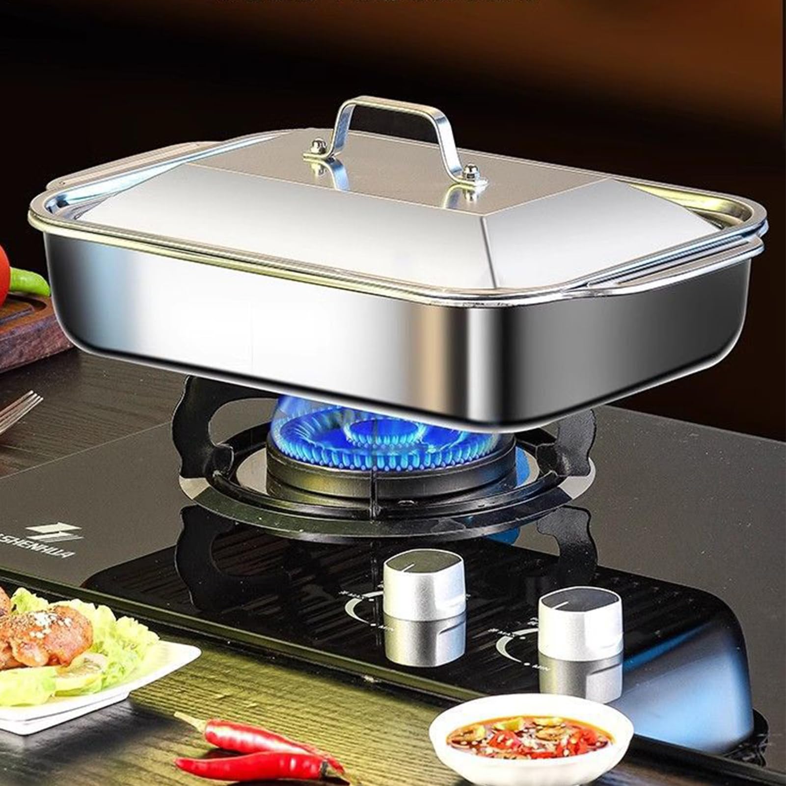 Molde de horno de acero inoxidable Molde para hornear con tapa y mango