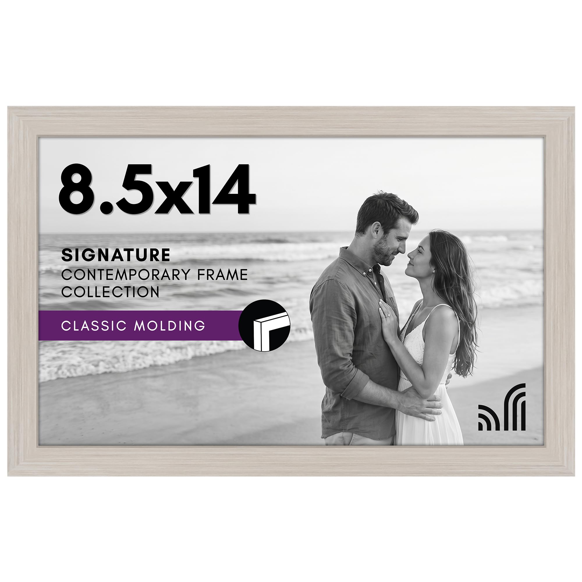 Americanflat 8.5x14 Picture Frame in Light Wood - Composite Wood with Shatter Resistant Glass - Horizontal and Vertical Formats for Wall with Included Hanging Hardware