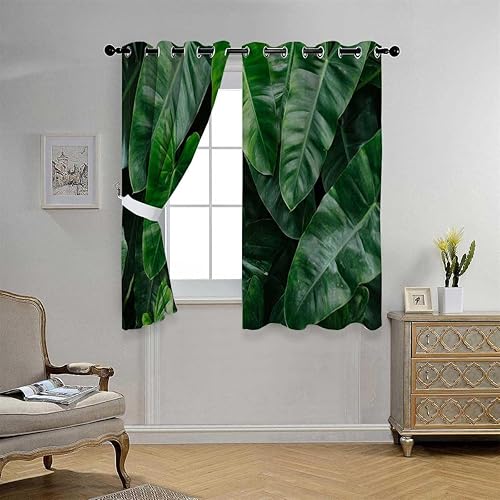 Miniatura 2 de YANFENQI Cortinas para Habitacion - Divisor temporal de cortina de puerta con hojas de plantas verdes, 85 pulgadas de ancho por 108 pulgadas de