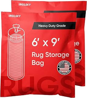 Two Heavy Duty Rug Storing Bags for Packing, Moving & Shipping - Premium USA Made Quality - 3 Mil Tear-Resistant Polyethylene - Waterproof, Dustproof - BPA free - Fits Rugs Up to 6x9 - Zip Tie Closure