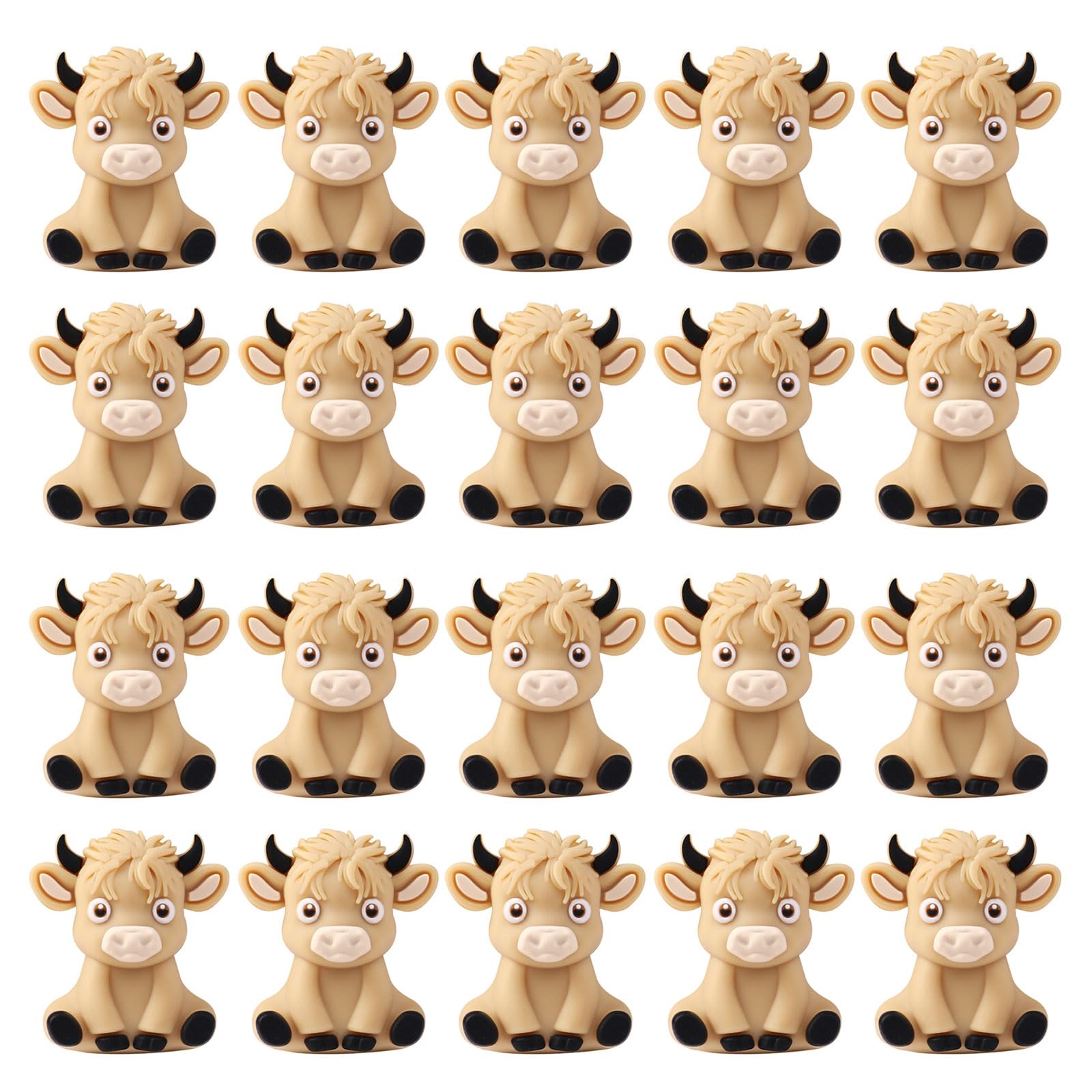 20pcs Cow Theme Silicone Bead 20mm Hole for Craft Jewelry and Family Gathering Activity Keychain Crafting Accessories Silicone Beads for Jewelry Making