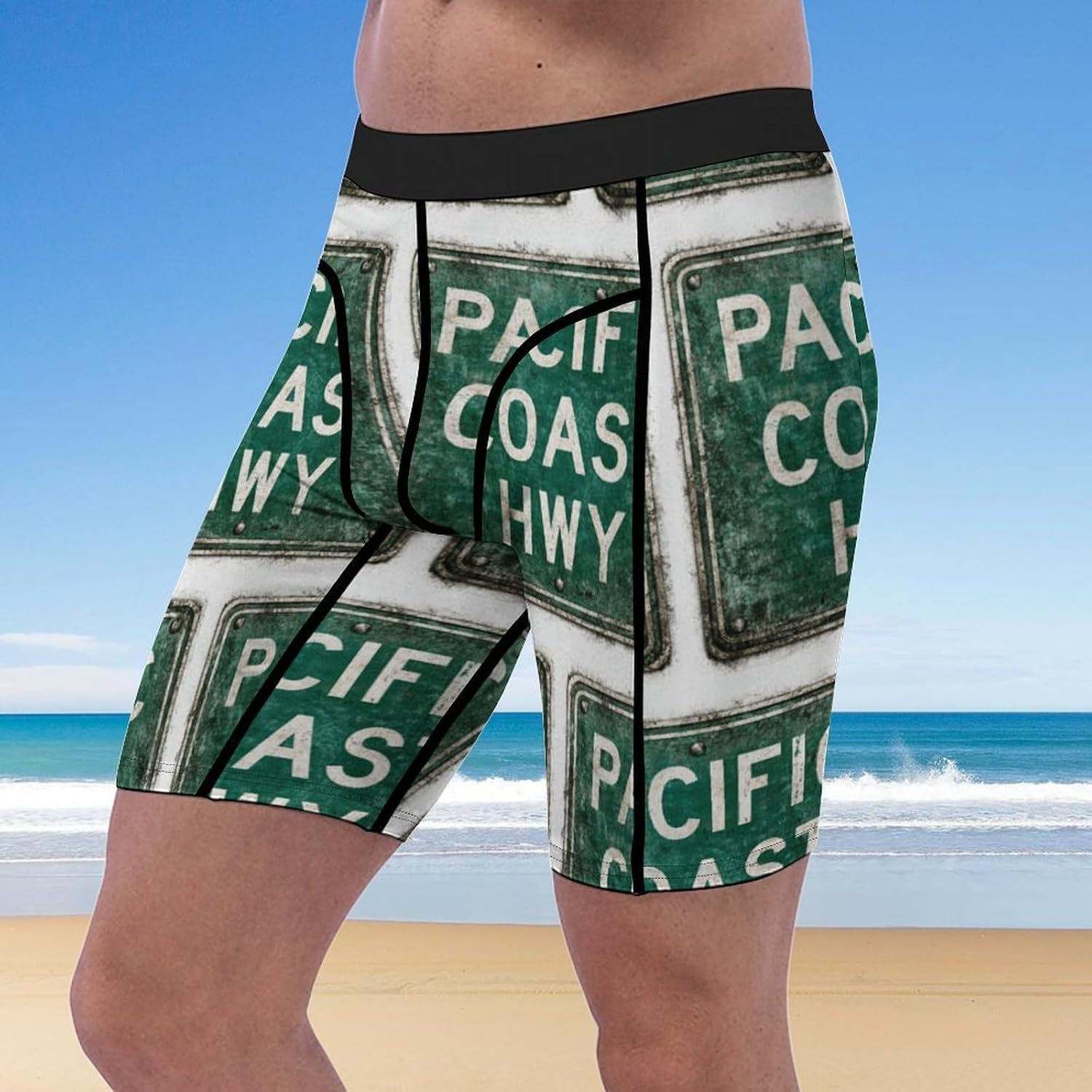 Road Sign Soft Breathable Men Athletic Underwear Stretch Quick Dry Sport Boxer Briefs for Daily Workout Gym Wear