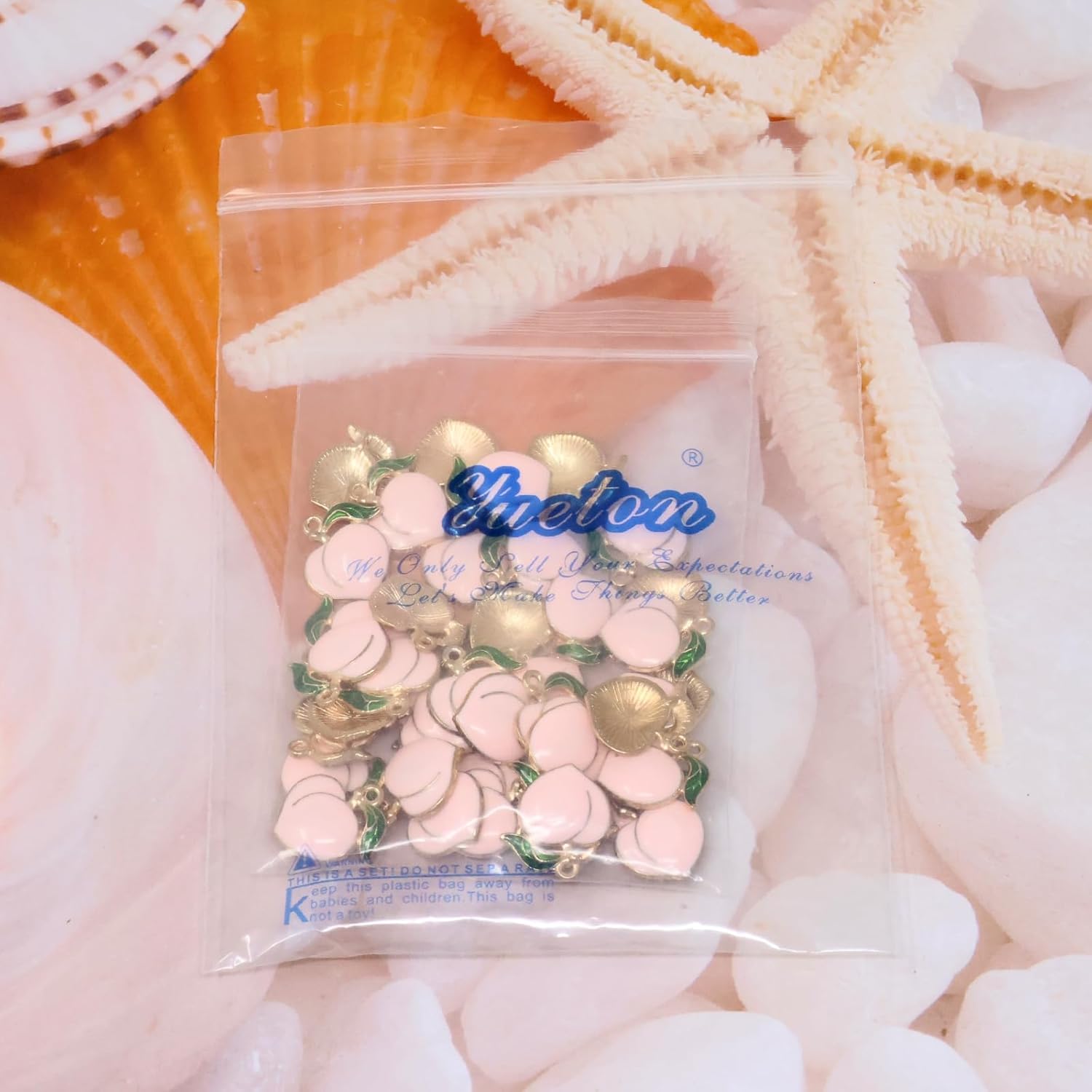 yueton 40PCS Enamel Alloy Charms: Dainty Pink Peach Pendants for Jewelry Making - Image 9