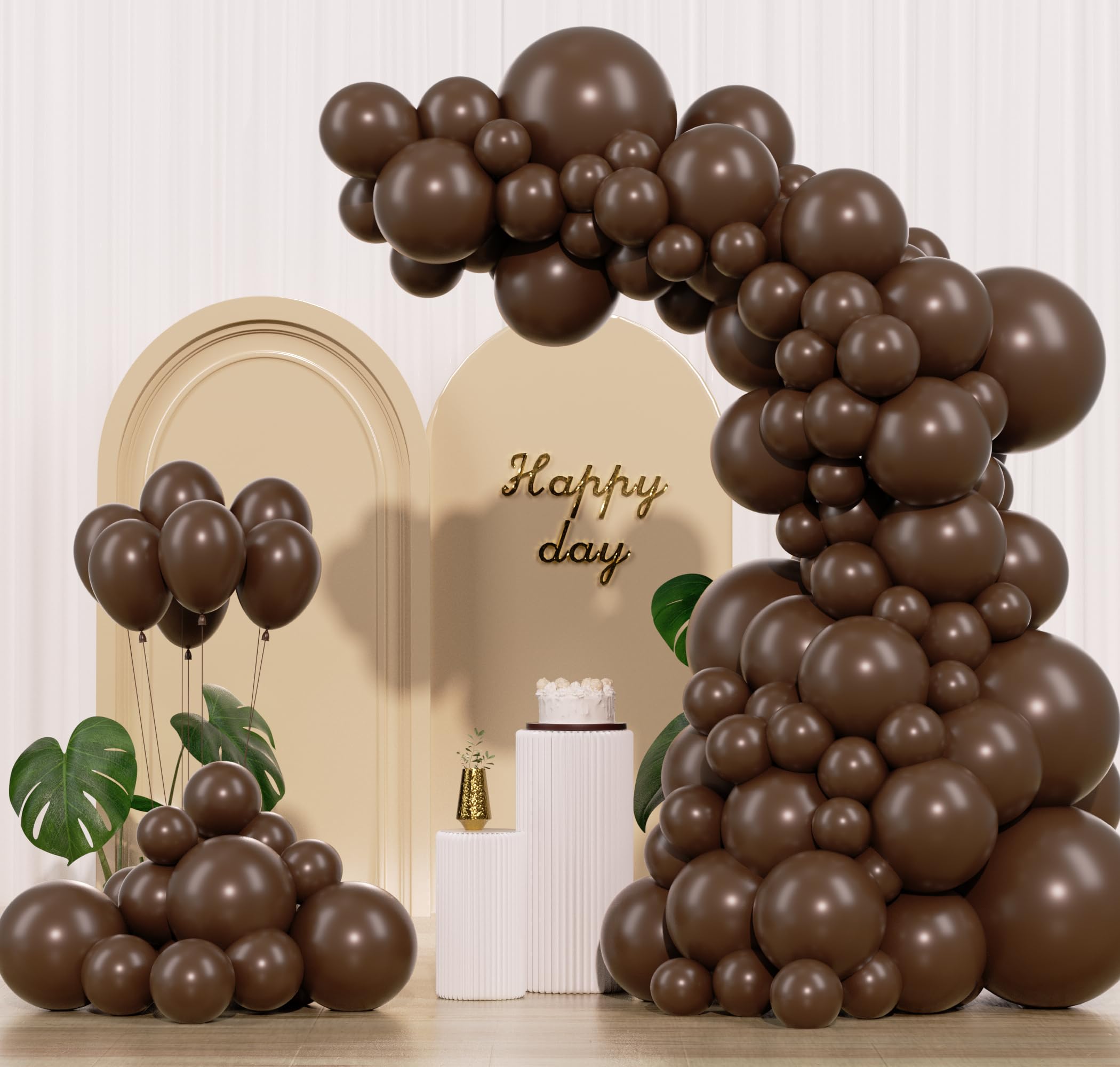 IXVAN Dark Brown Balloons 145pcs Different Sizes Pack of 18 Inch 12 Inch 10 Inch 5 Inch Dark Brown Latex Balloon Garland for Graduation Arch Birthday Party Decorations