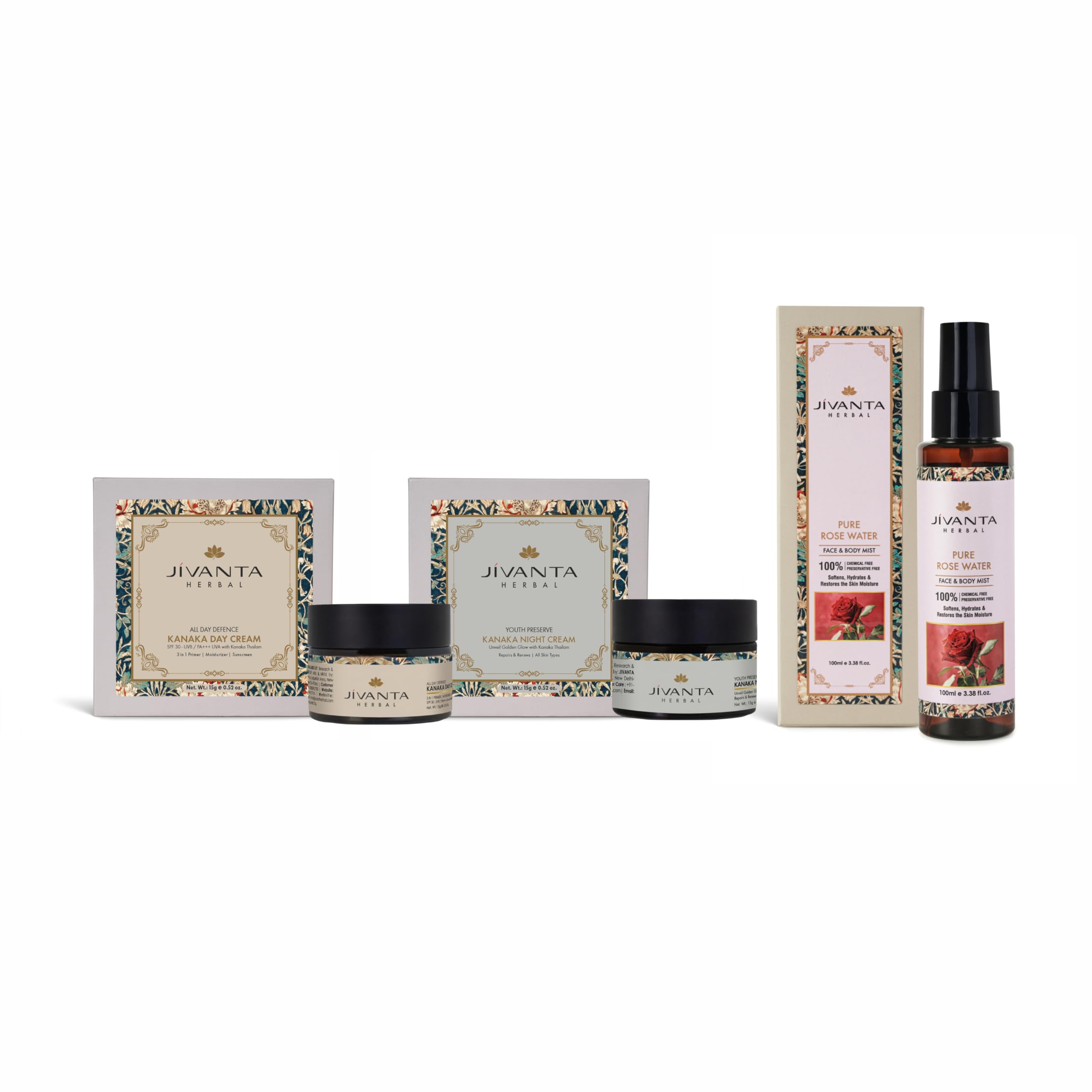 Pure Rose Water 100ml, Kanaka Day Cream 15g & Kanaka Night Cream 15g Combo | Ayurvedic Skin Brightening & Hydrating Skincare Kit | Day & Night Face Care for Glowing, Nourished & Radiant Skin-image-11