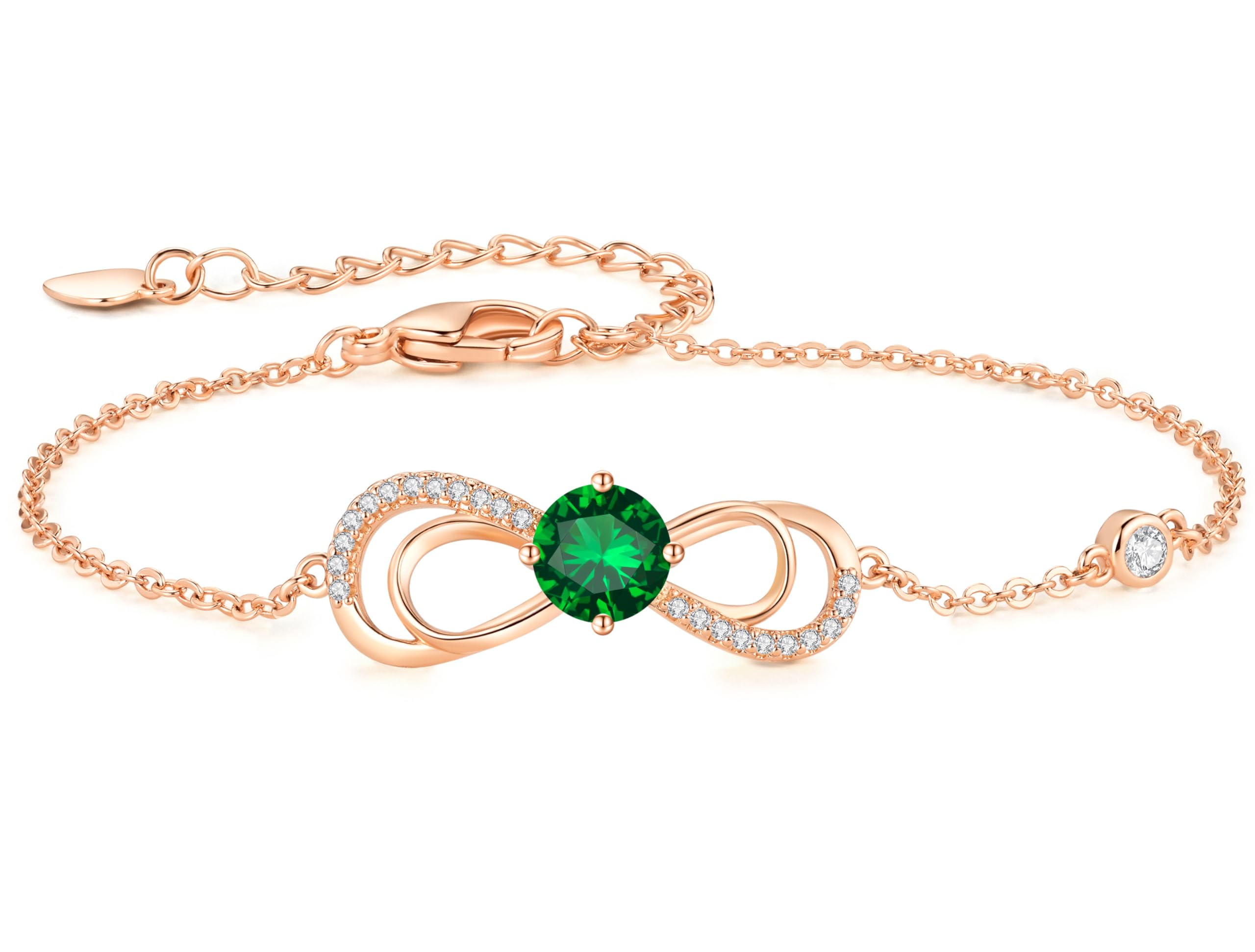 CDE Infinity Armband Damen Herz Geburtsstein Armkette Rosegold Kristallen Armkette Schmuck Muttertag Valentinstag Weihnachtsgeschenke Geburtstag Geschenke für Frauen Freundin Mama