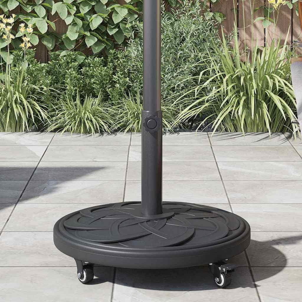 Stojak na parasol przeciwsłoneczny Art Deco, czarny, z żelaza, Ø 45 cm i wysokości 39,5 cm, odporna na warunki atmosferyczne podstawa parasola z 4 kółkami, do ogrodu, na balkon, taras