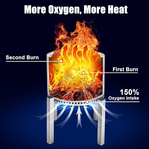 Miniatura 8 de Uniflasy Soporte para fogata para estufa individual y otros fogatas exteriores de 15 pulgadas, acero inoxidable 304, accesorio para fogata de
