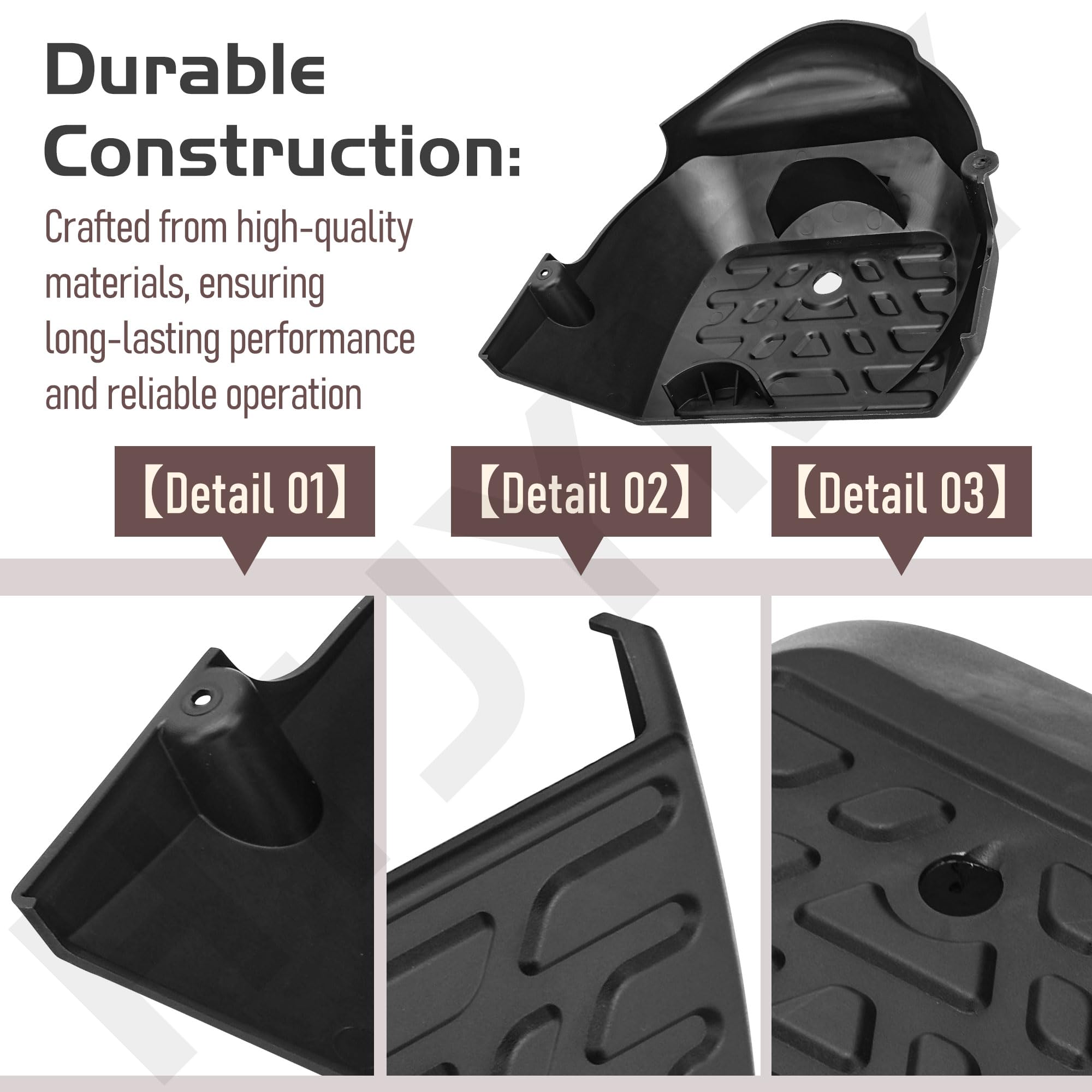 532196066 Mandril de cubierta LH compatible con cortacésped Husqvarna RZ5424, negro