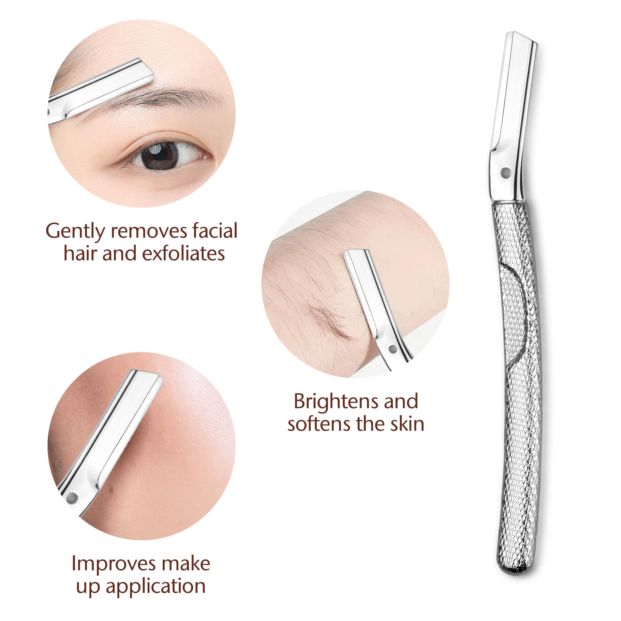 Herramienta Dermaplaning para cara, maquinilla de afeitar de cejas, modelado de cejas, recortadora de pelo de cejas y afeitadora con cubierta protectora, removedor de vello facial para