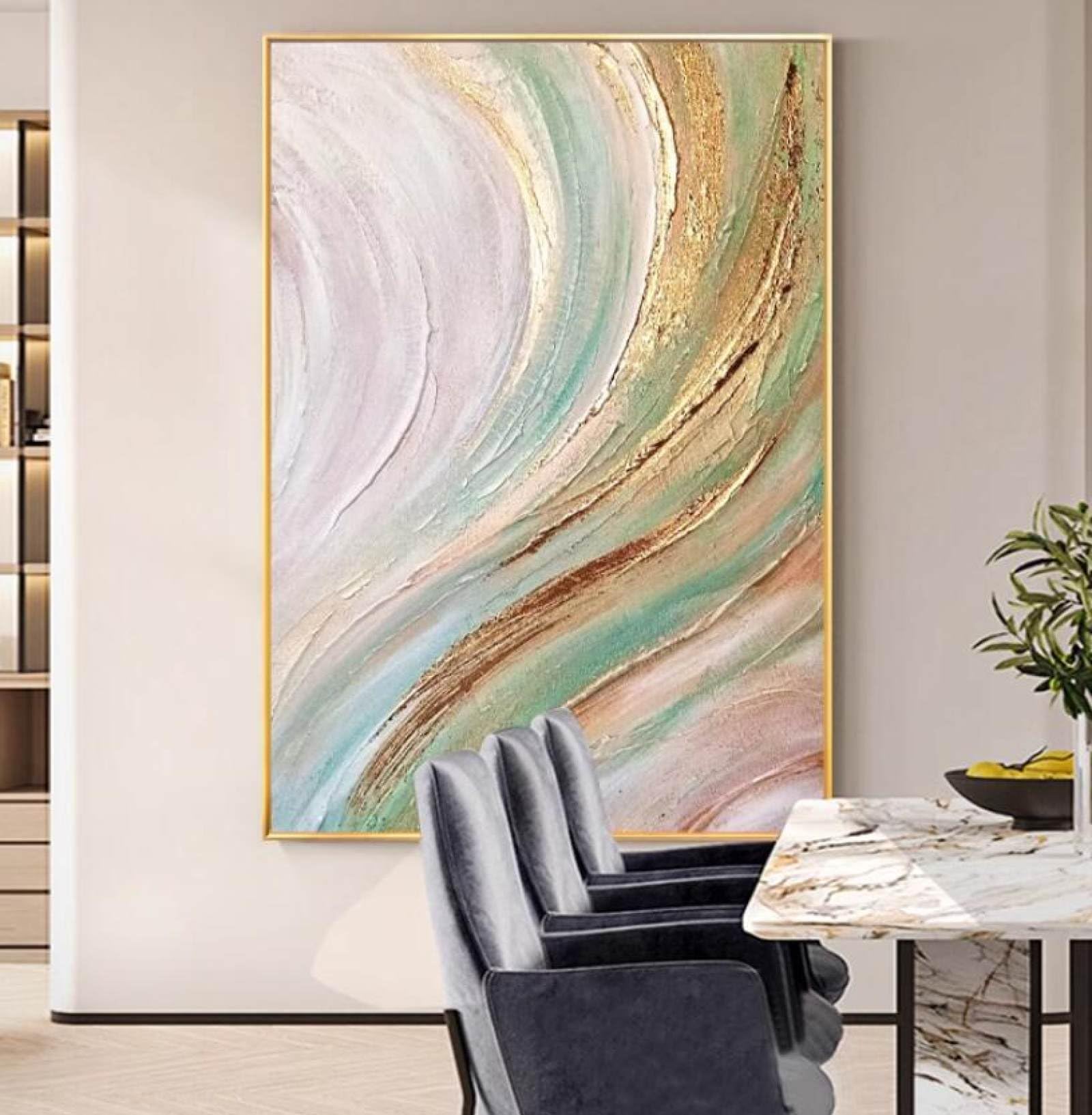 Abstrait coulant des vagues colorées peinture sur toile