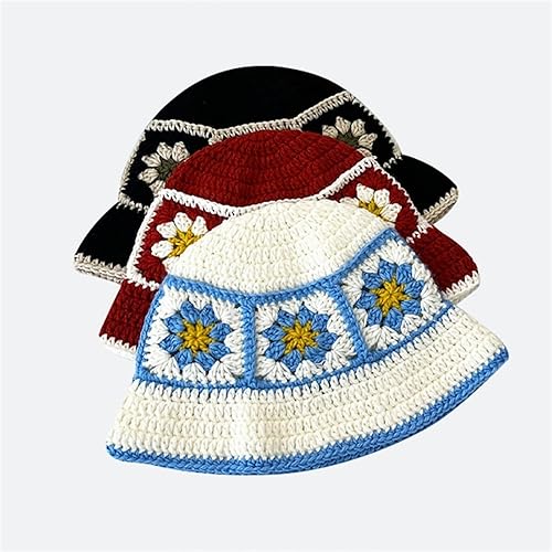Miniatura 5 de Sombreros de ganchillo para mujer, sombreros de ganchillo hechos a mano, gorros de punto, sombrero de pesca flexible, gorra floral a rayas, moda al