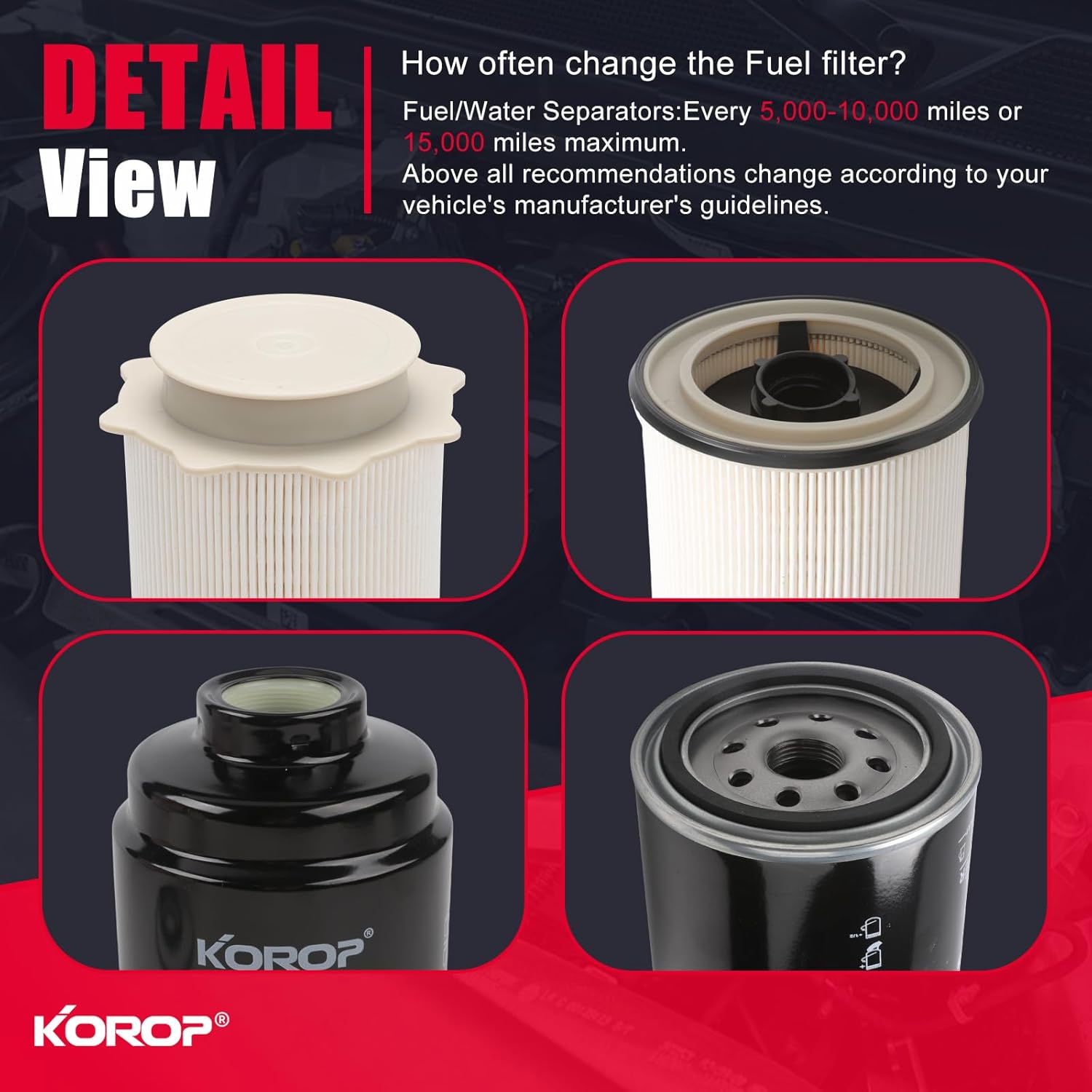 6.7 Cummins Fuel Filter Water Separator Set For 2013-2018 Dodge Ram 2500 3500 4500 5500 6.7L Cummins Turbo Diesel Engines, Replaces# 68197867AA 68157291AA