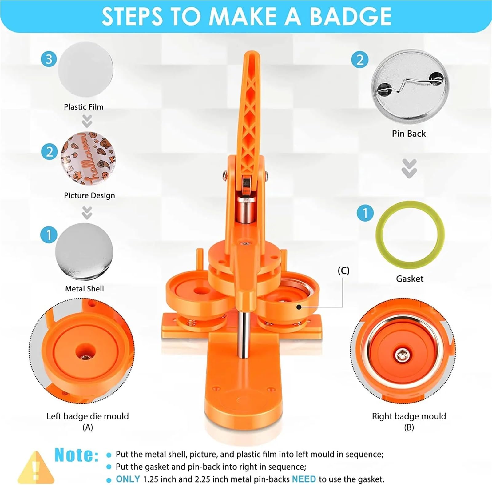 Maquina Hacer Chapas DIY Pin Punch Button Press Badge Fabricación suministros Para aguja 300 botones Back Mylar y cortador redondo Pin Badge Making Kit(Accessories)