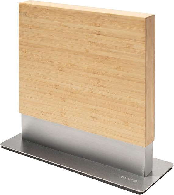 Magnetic Knife Block / Knife Holder by Coninx (Knives Not Included) - for Safe, Clean and Tidy Storage of Knife - Magnetic Knife Board (Bamboo - Stainless Steel)