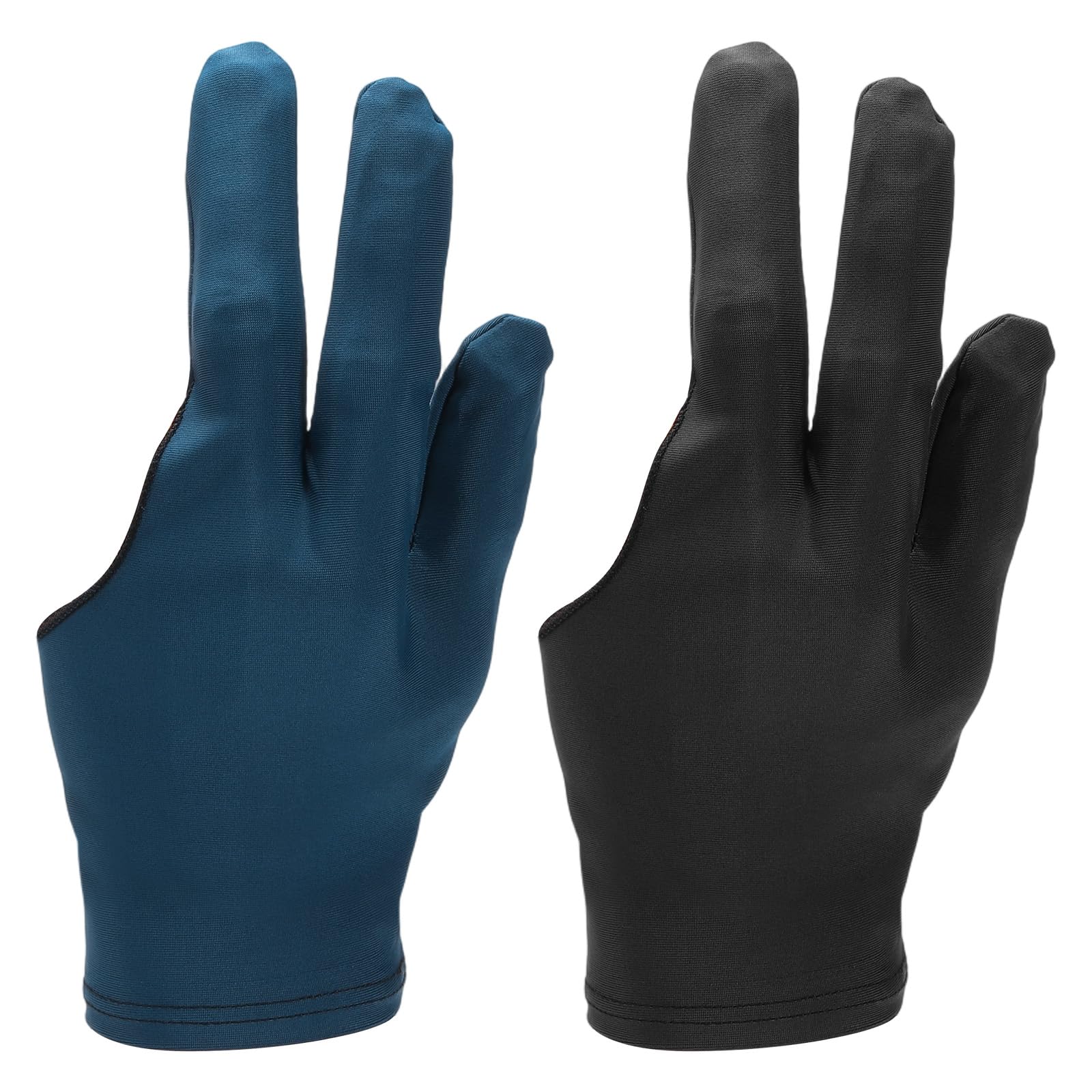 YELARXI Three Fingers Pool Gloves, Billiards Left Hand Cue Sport Gloves 2 Pcs & Black, Dark Green-Fitting for Women Men Billiard Shooter Carom Pool Snooker Cue Sports Accessories