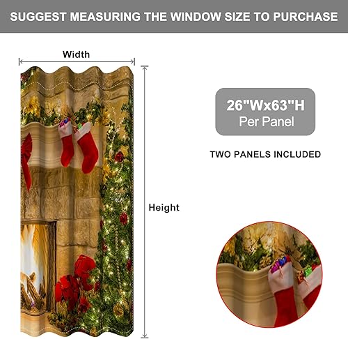 Miniatura 2 de Baocicco Adornos de Feliz Navidad, cortinas para ventana, chimenea, medias, árboles de Navidad, regalos, paneles opacos impresos, para sala de