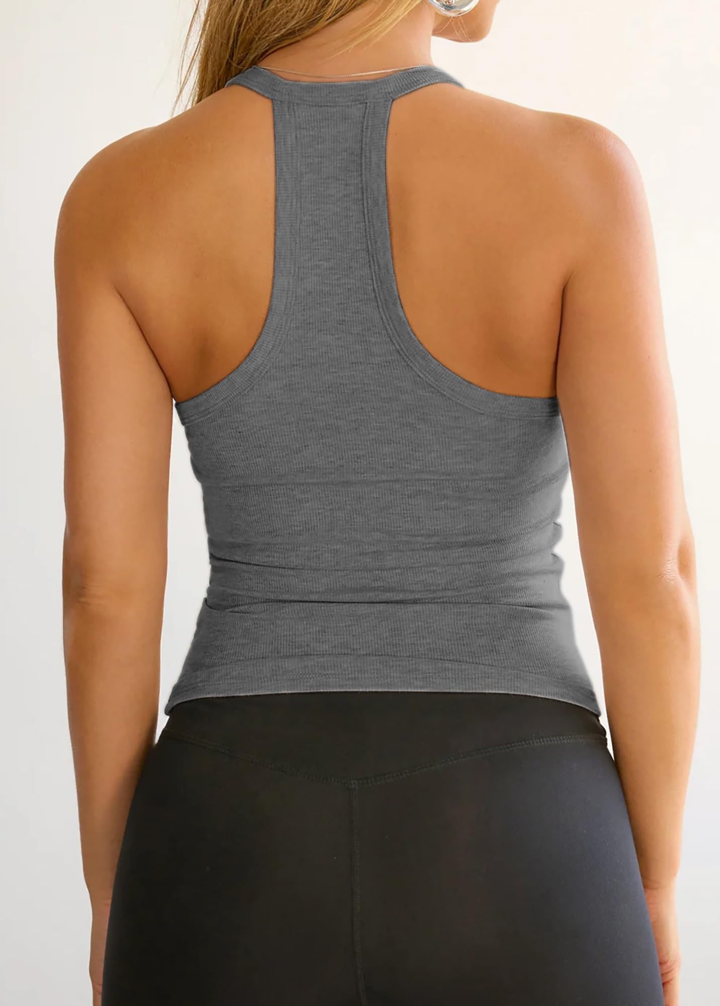 iGENJUN Workout Tops for Women Racerback Basic Tank Summer 2024 Camisole V Neck Slim Fit Ribbed Sleeveless