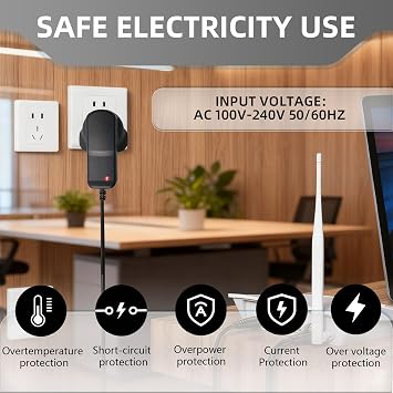 12V 2A Power Supply Adaptor for Yamaha Keyboard Digital Piano PSR YPG YPT DGX DD EZ P Series Electronic Piano Compatible with 12V AC Charger Replacement LED Strip Lights CCTV Cameras ADSL Cats 2m