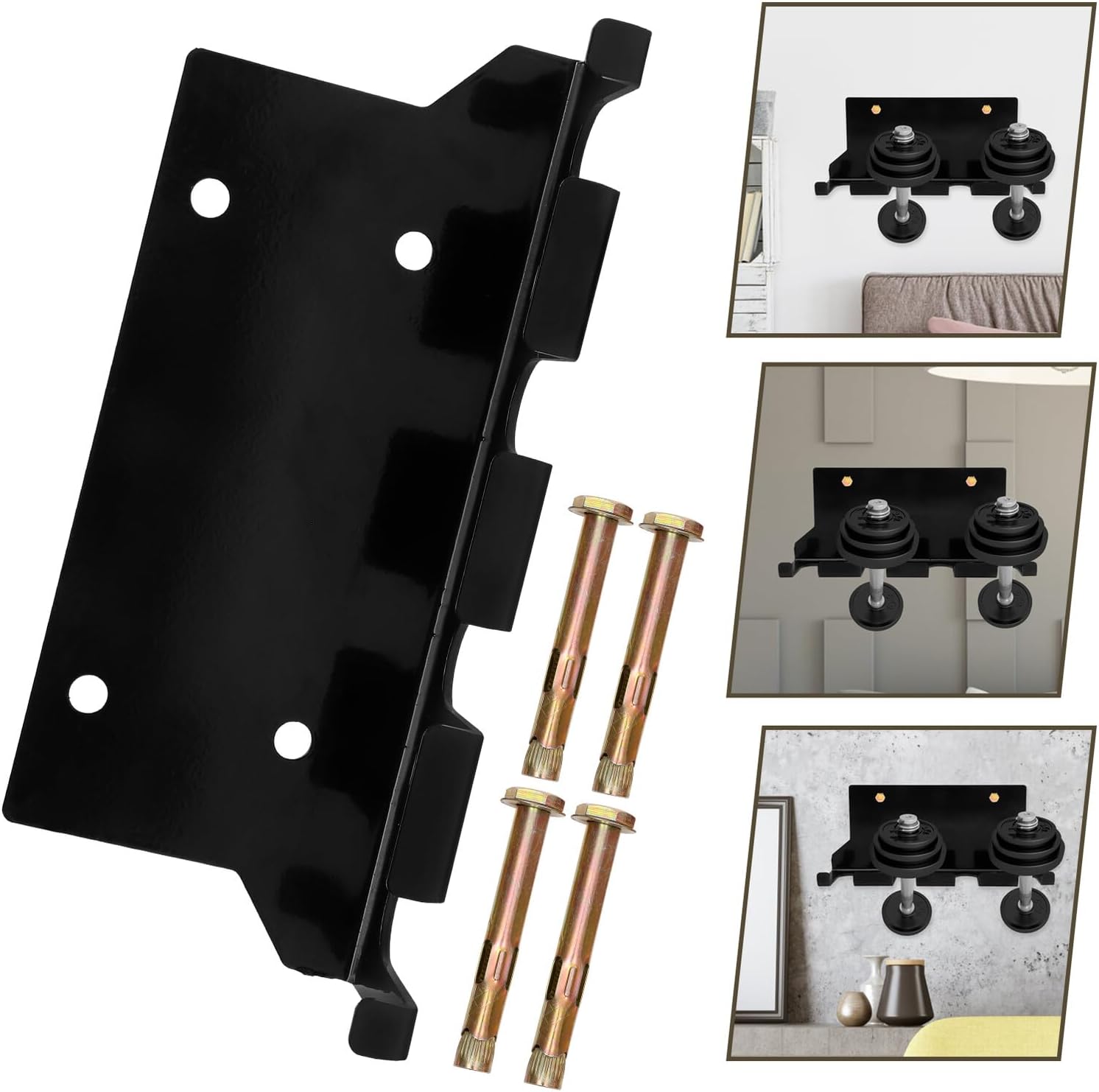 Barbell Storage Rack Wall-mounted Fitness Accessory Dumbbell Stand with 4 Hooks Heavy-duty Gym Organizer for Home Workout Equipment