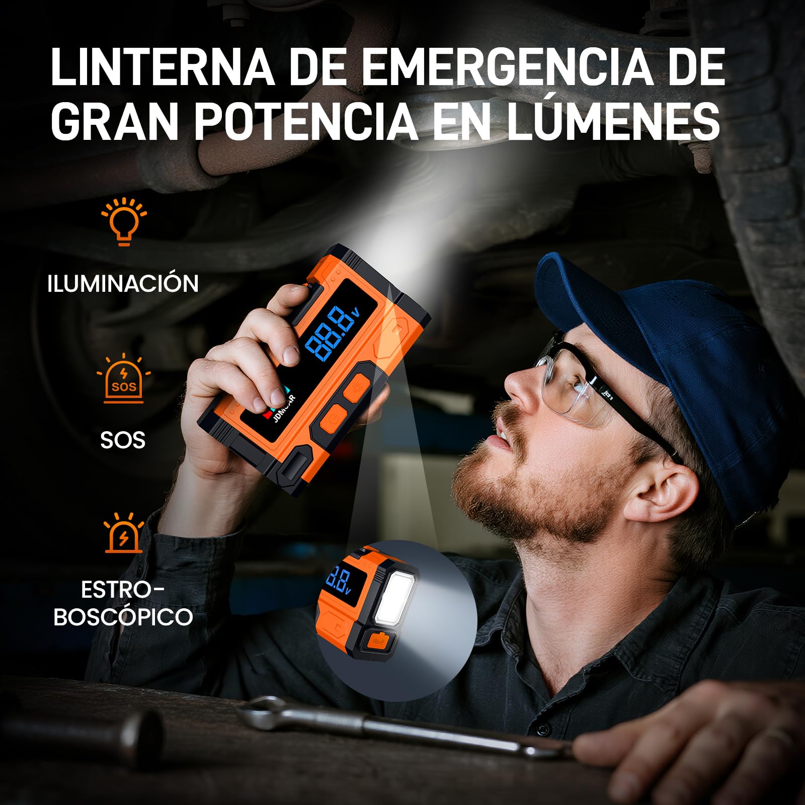 Arrancadores de Bateria de Coche 10000A 12V Arrancador de Coches Motor 9.0L Gasolina 8.5L Diesel Portatil Pantalla LCD Carga Rapida Linterna LED