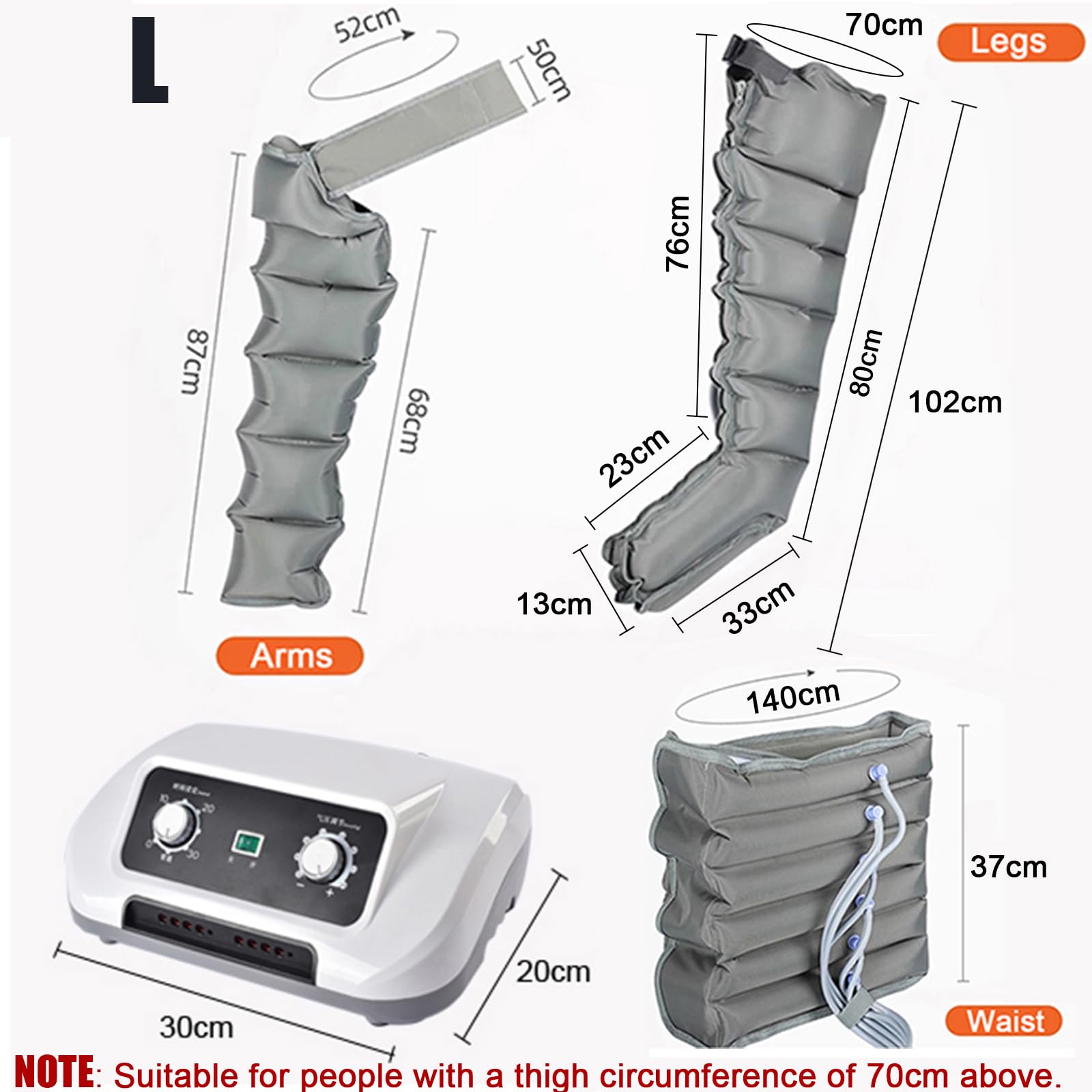 Pressothérapie Jambes 6 Chambre | Bottes Pressothérapie Drainage Lymphatique Jambe Pieds Fatigués Lipoedeme | Appareil Drainage Lymphatique Massage | 0-240 mmhg (2 Jambes | L)