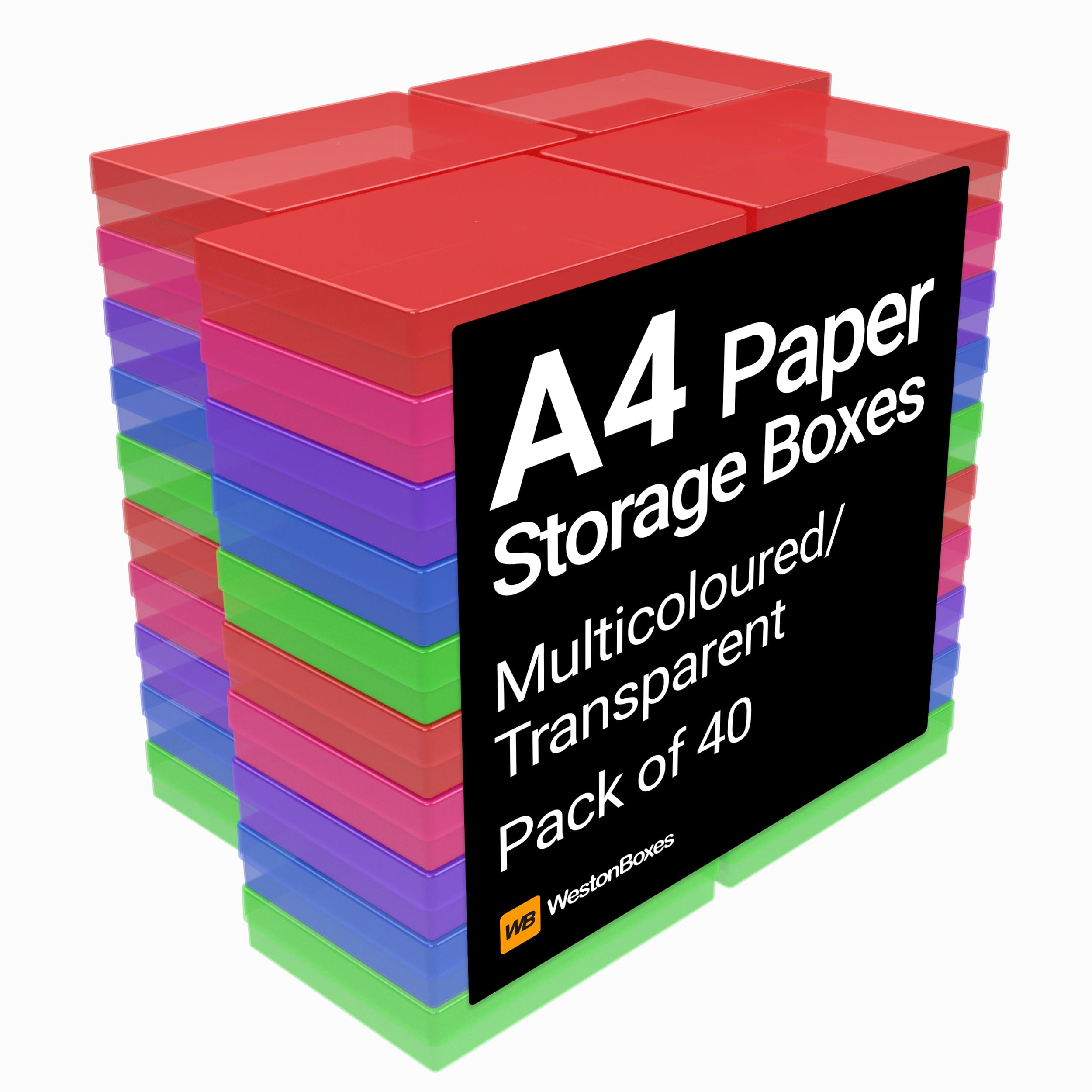 Westonboxes Multicoloured / Transparent A4 Plastic Craft Storage Boxes In 5 Colours