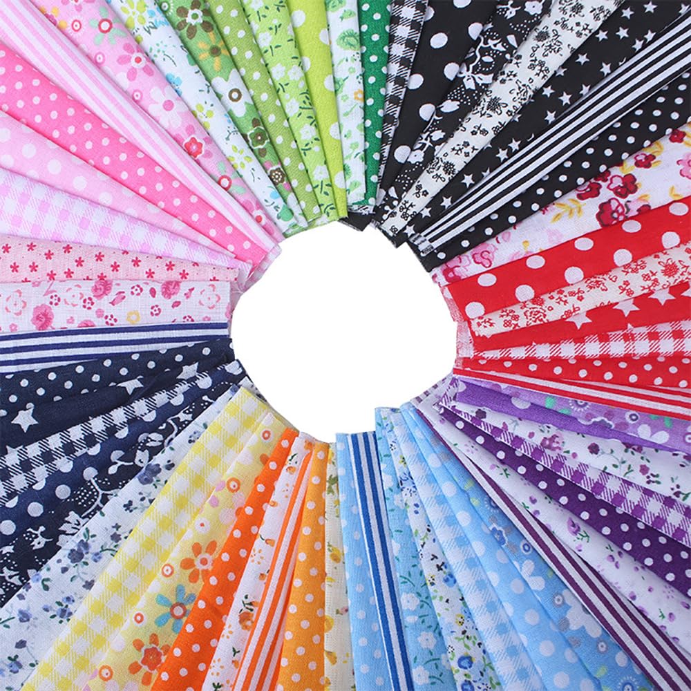 Wambere 100 sztuk tkanin bawełnianych, 25 x 25 cm, patchwork, zestaw do pikowania, bawełna, patchwork, do samodzielnego wykonania, ręcznie robiony wzór cięcia, losowy wybór kolorów