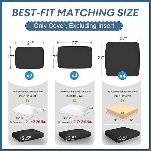 Miniatura 2 de FINCATI 10 fundas de cojín para sofá al aire libre, fundas de cojín seccionales de olefina de repuesto con cremallera, fundas de cojín exteriores de