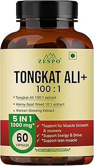Zespo Tongkat Ali+ 1300 Mg 60 Capsules Complex Formula With Horny Goat Weed, Korean Ginseng, Beet Root & L-Arginine – Herbal Blend For Men