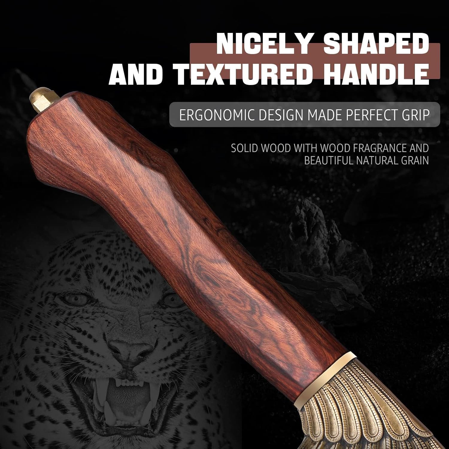 TIVOLI Ulu Knife 9-inch Pizza Cutter Axe, Viking Butcher Cleaver Knife, German 1.4116 Super Steel Rose Wooden Handle with Sheath & Box, Mincing Meat Vegetable Rocking Knives Birthday Gift Men Women