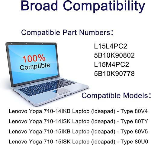 Miniatura 5 de Batería de repuesto para portátil L15L4PC2 para Lenovo Ideapad Yoga 710-14IKB 710-11 710-14ISK 710-15IKB 710-15ISK Series Notebook 5B10K90802