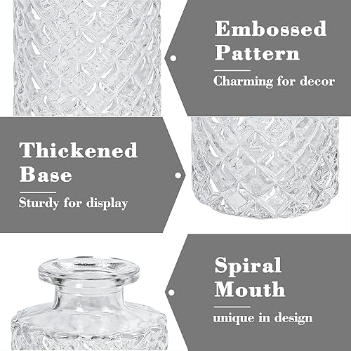 Miniatura 3 de Jarrón de cristal transparente, paquete de 20 jarrones Living Bud, pequeños jarrones de diamante a granel, mini jarrones de flores para centro de