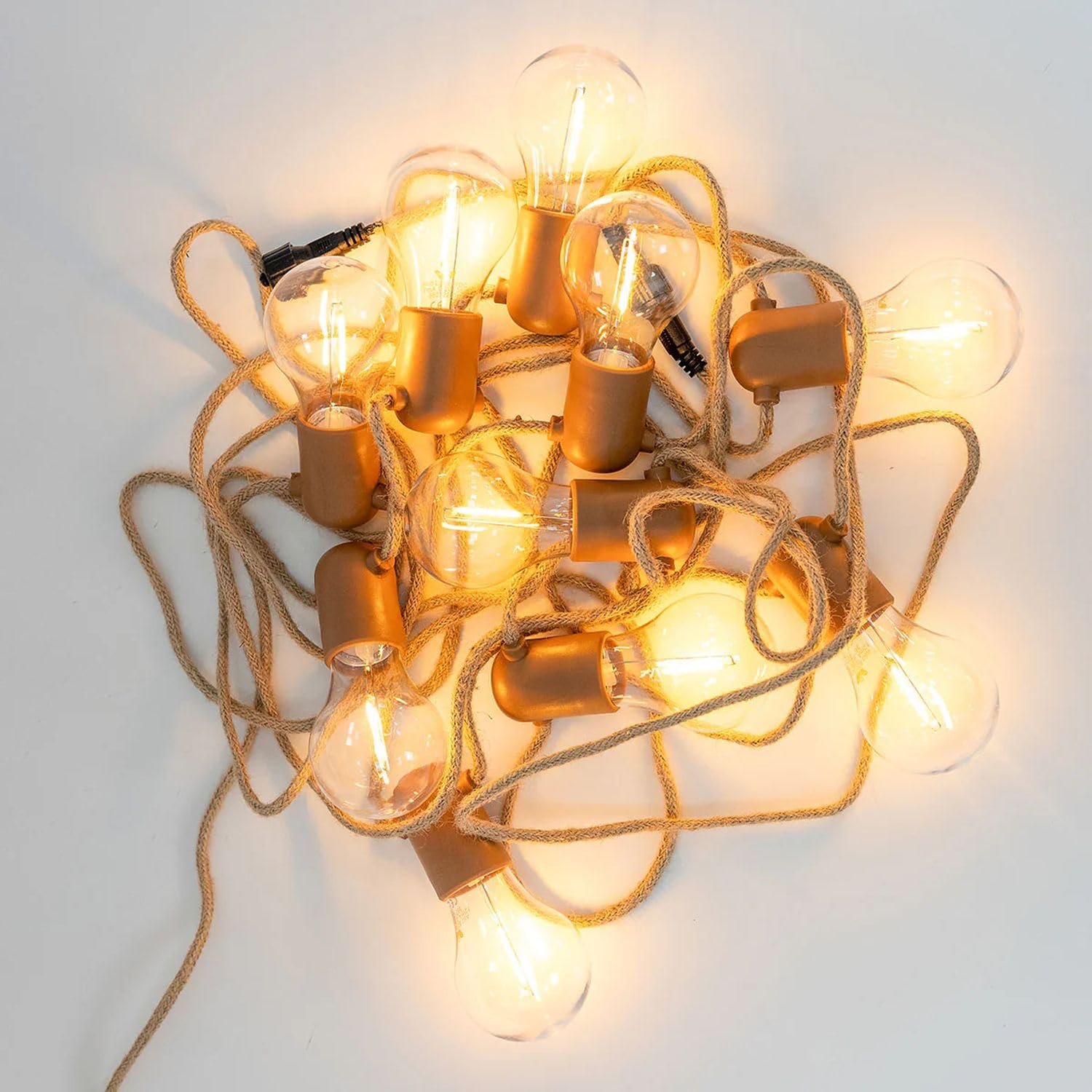 LED Lichterkette außen 5m 10x E27 IP44 Braunbeige 2700 K warmweißes Licht 350 lm mit Stecker Außenlichterkette Garten Balkon Terrasse